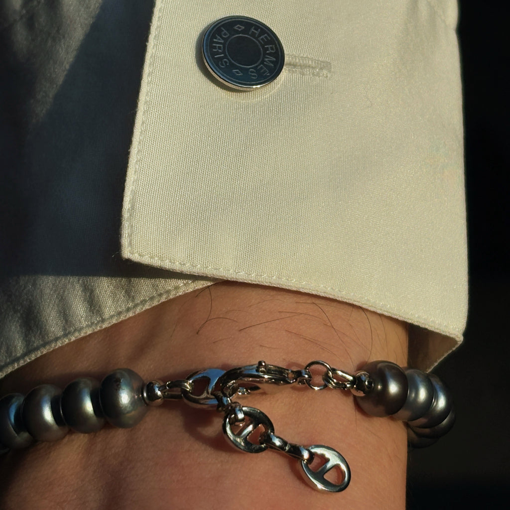 Moon shadow Grey Pearl Blue Zircon Strength Bracelet