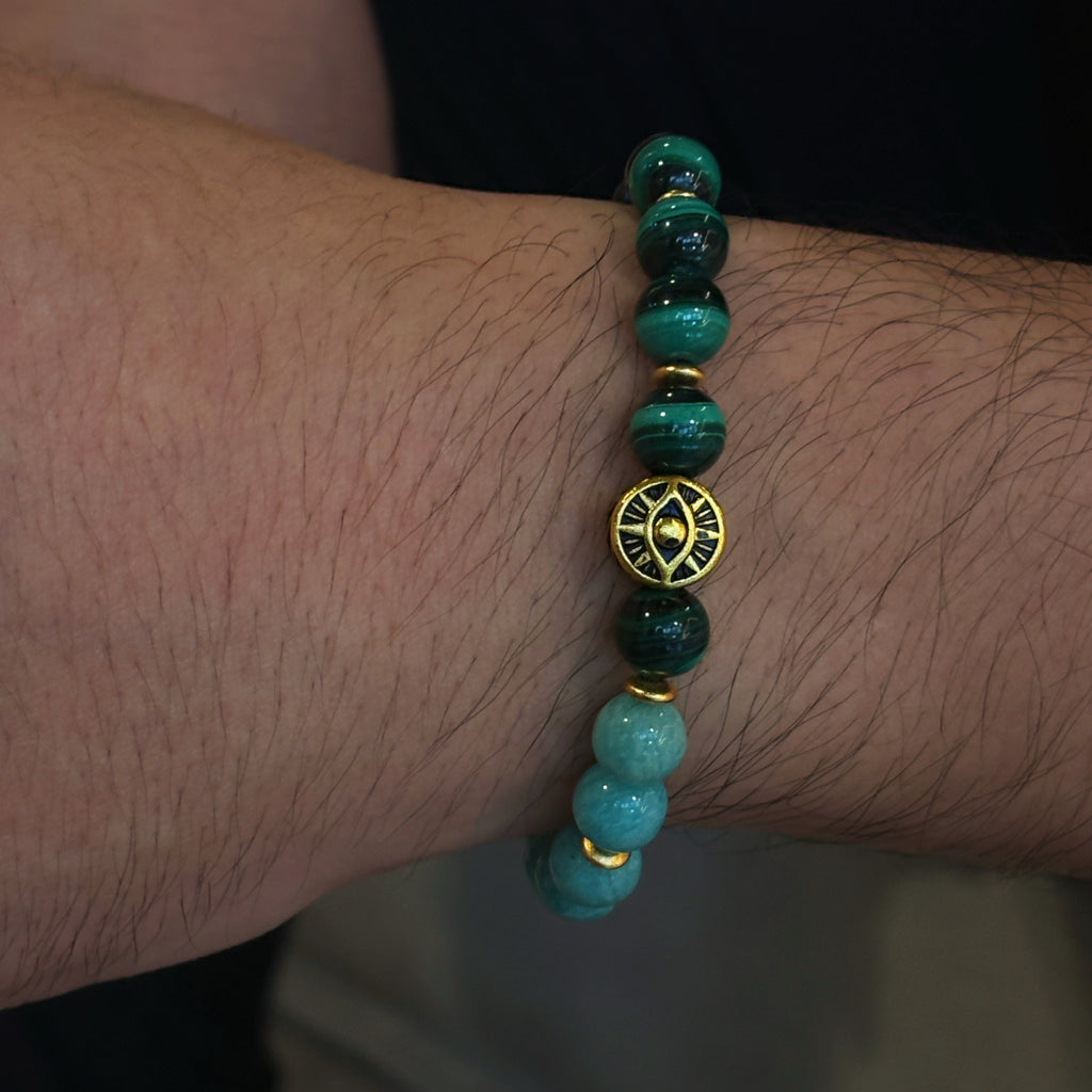 Silk Road Relic Eye of Horus Amazonite Malachite Awakening Bracelet