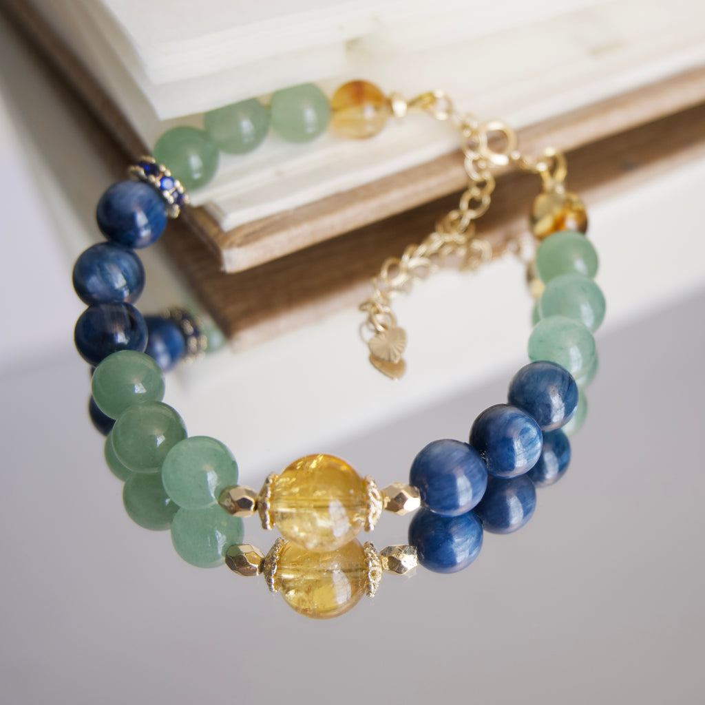 Azure Feathers Green Aventurine Kyanite Clarity Bracelet