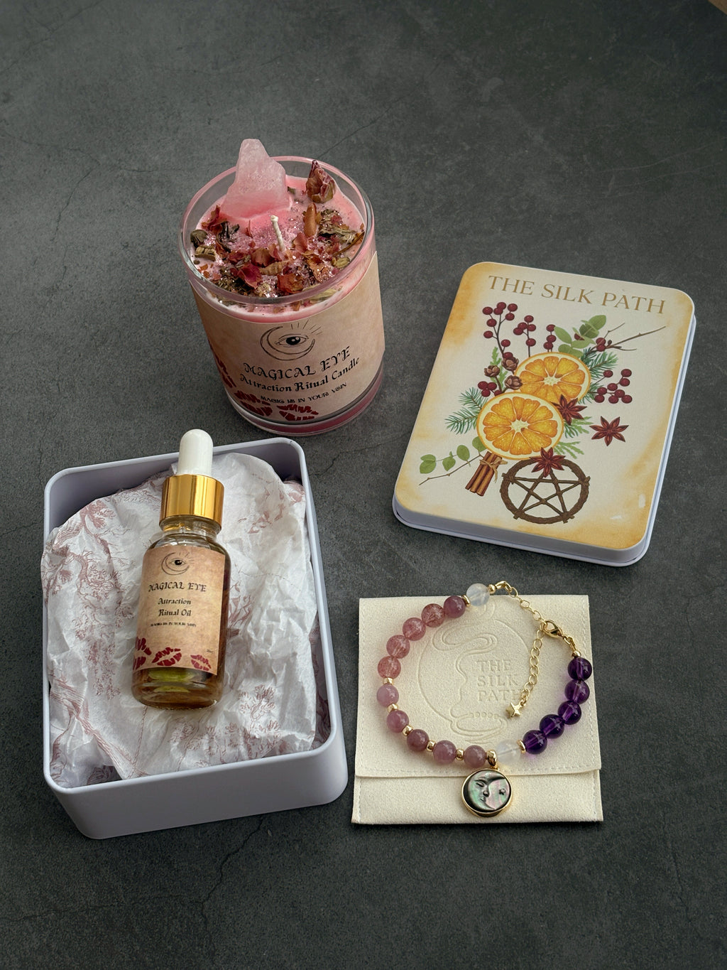 Attraction Ritual Set Candle Essential Oil Crystal Bracelet Manifestation Kit