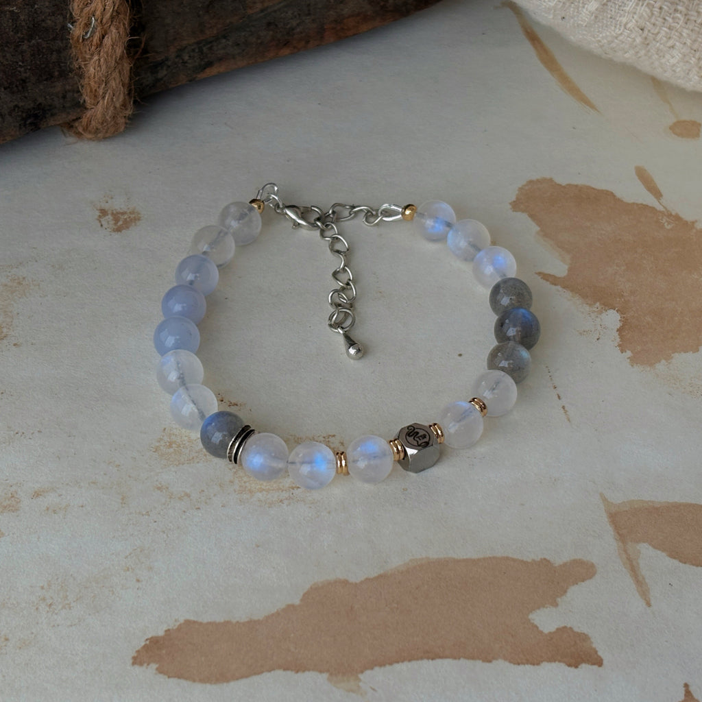 Tears of Namtso Labradorite Blue Moonstone Chalcedony Serenity Bracelet
