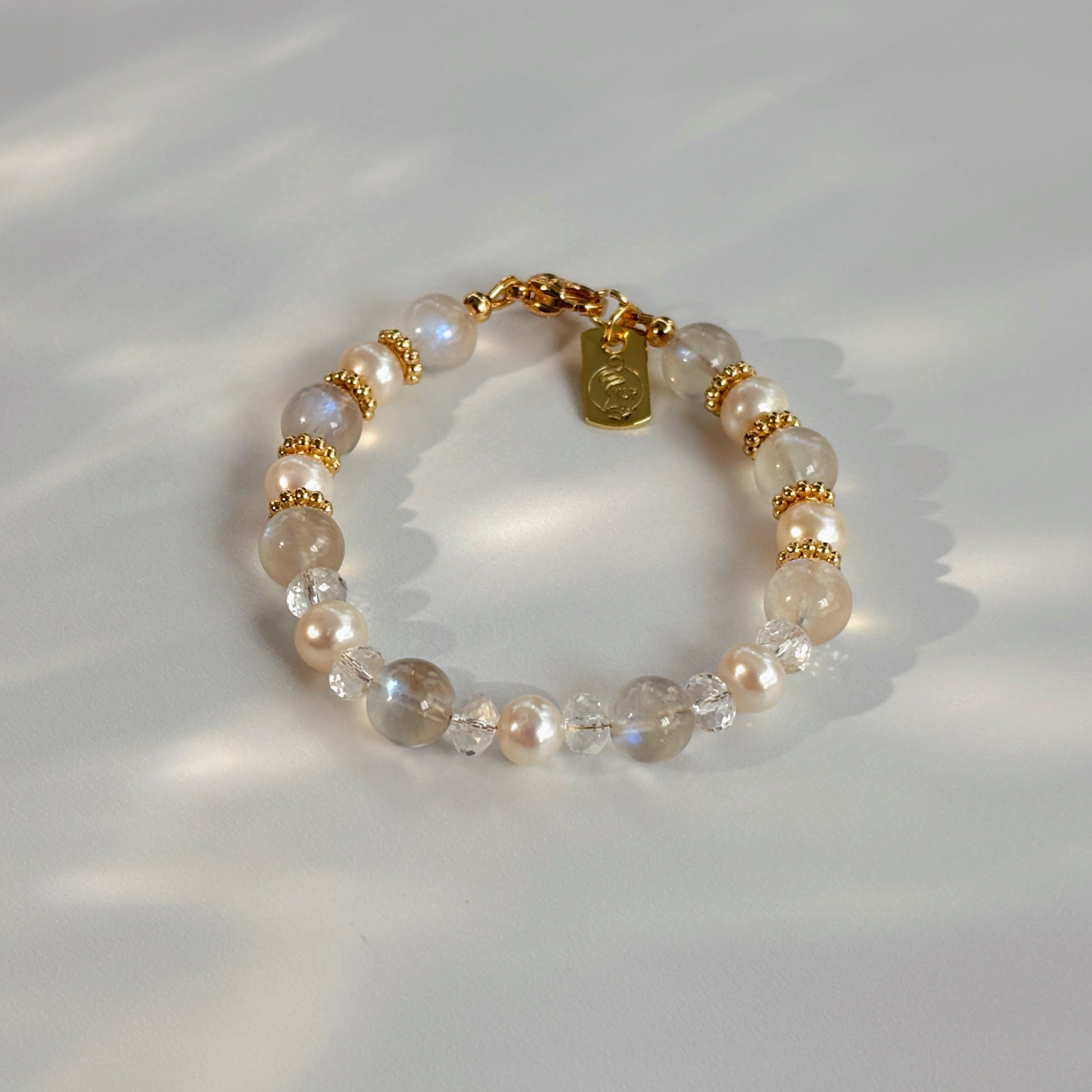 Moonlight Bloom Moonstone Pearl Quartz Feminine Energy Bracelet