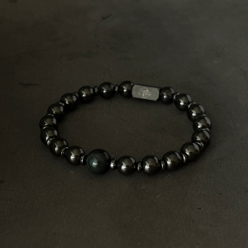 Eye of Obsidian Rainbow Obsidian Hematite Protection Bracelet