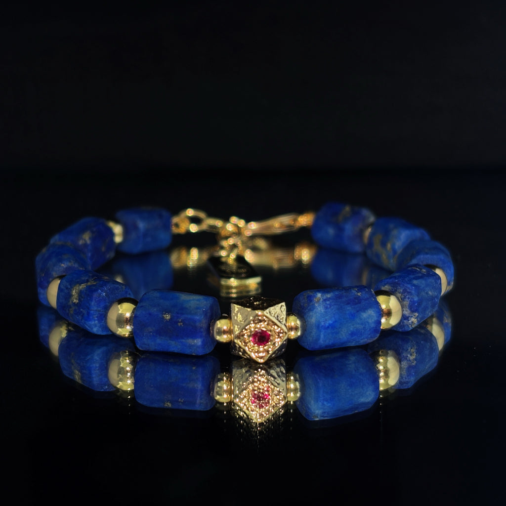 Celestial Authority Lapis Lazuli Red Zircon Bracelet