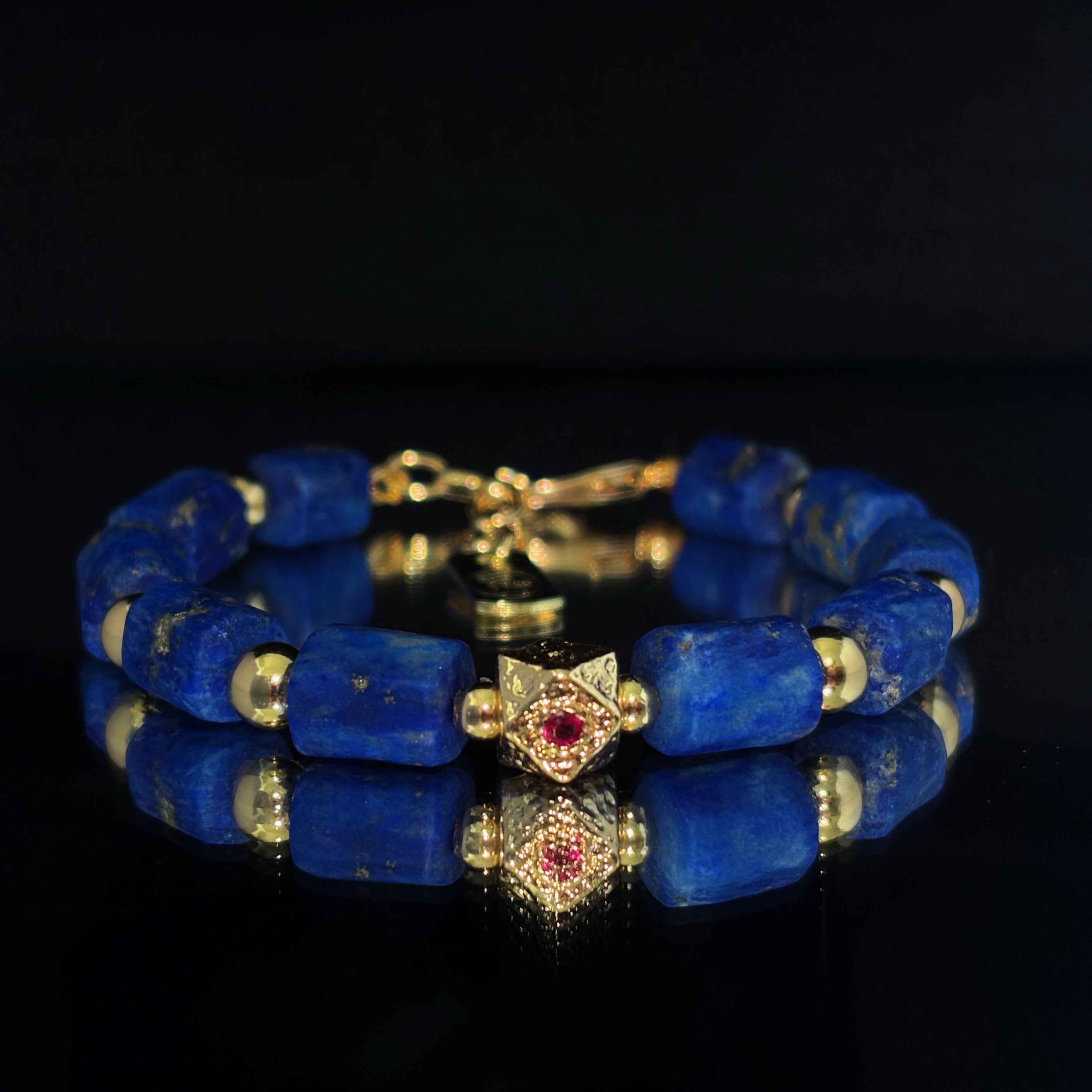Celestial Authority Lapis Lazuli Red Zircon Bracelet