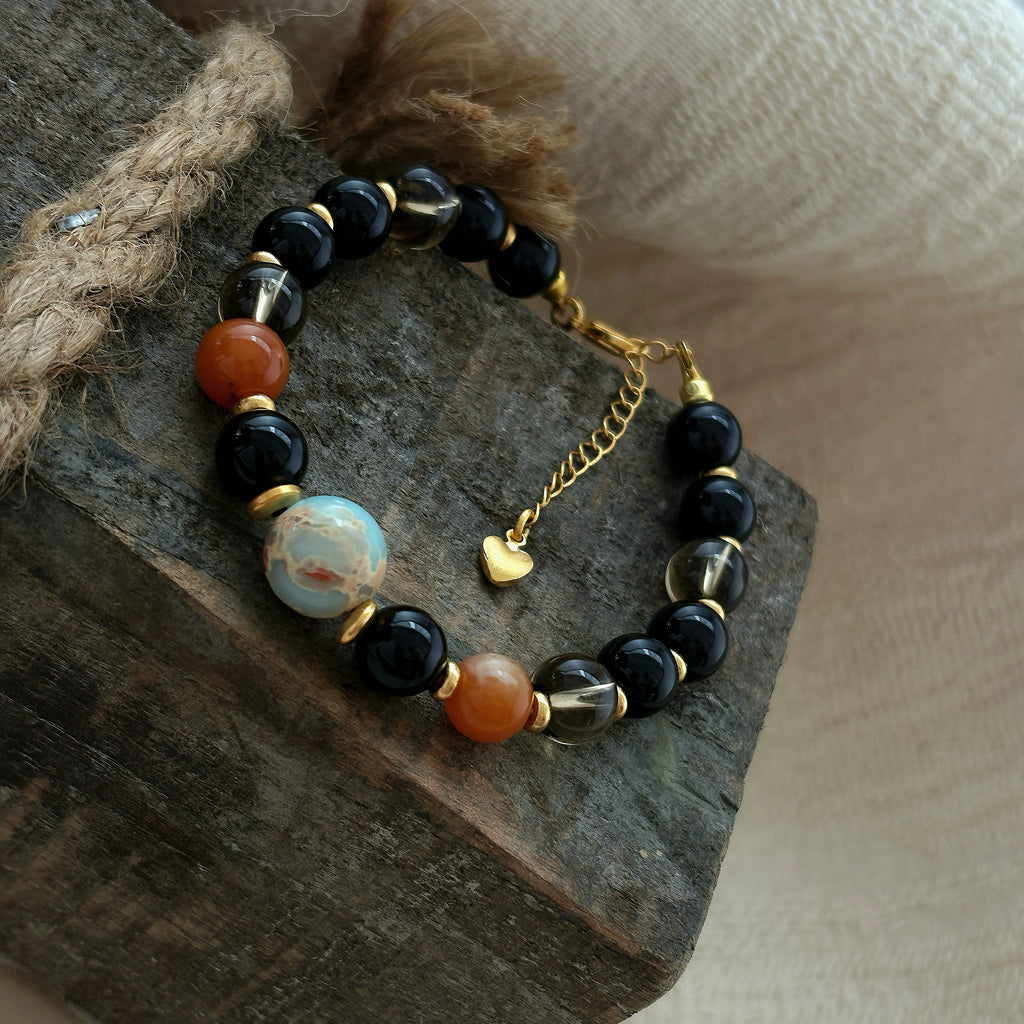 Guardian of Buddhas Obsidian Smoky Quartz Topaz Guardian Bracelet