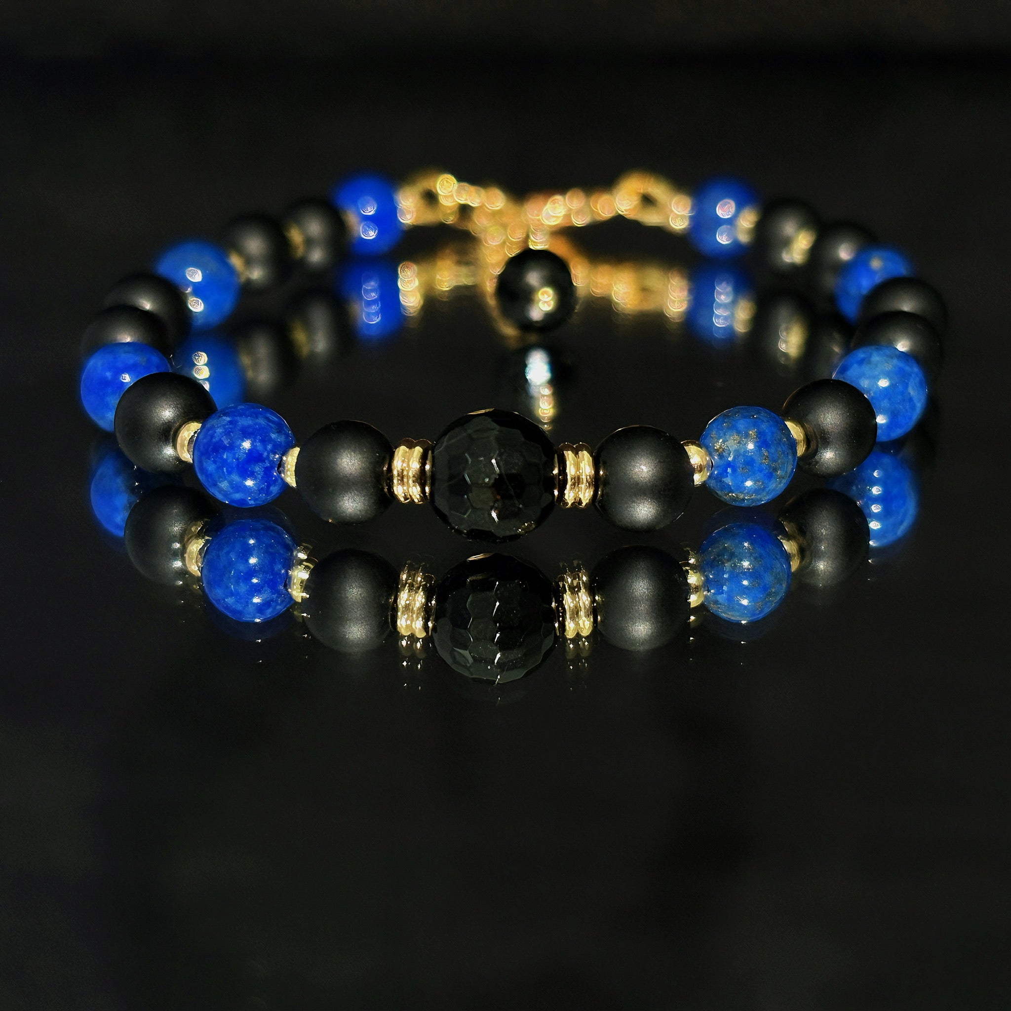 Silent Aegis Black Onyx Obsidian Lapis Lazuli Shielding Energy bracelet