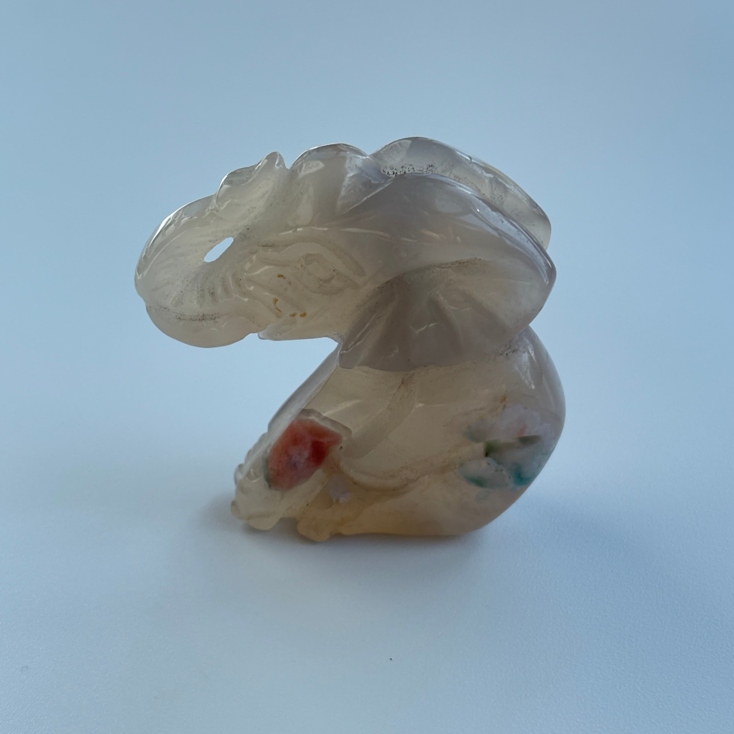 Agate Elephant Guardian Hand-Carved Crystal Figurine