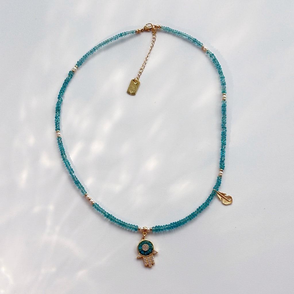 Ethereal Guardian Blue Apatite Evil Eye Necklace