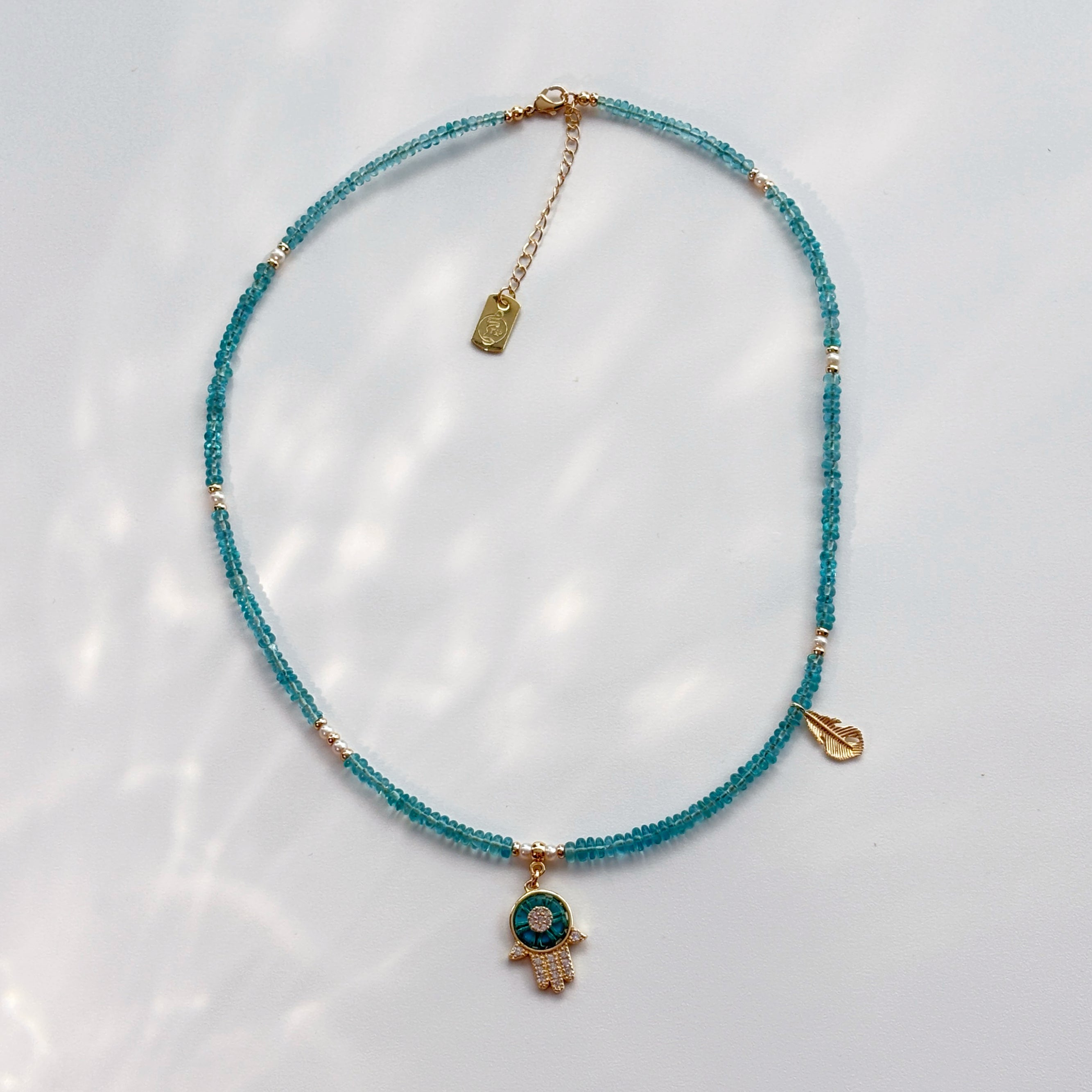 Ethereal Guardian Blue Apatite Evil Eye Necklace