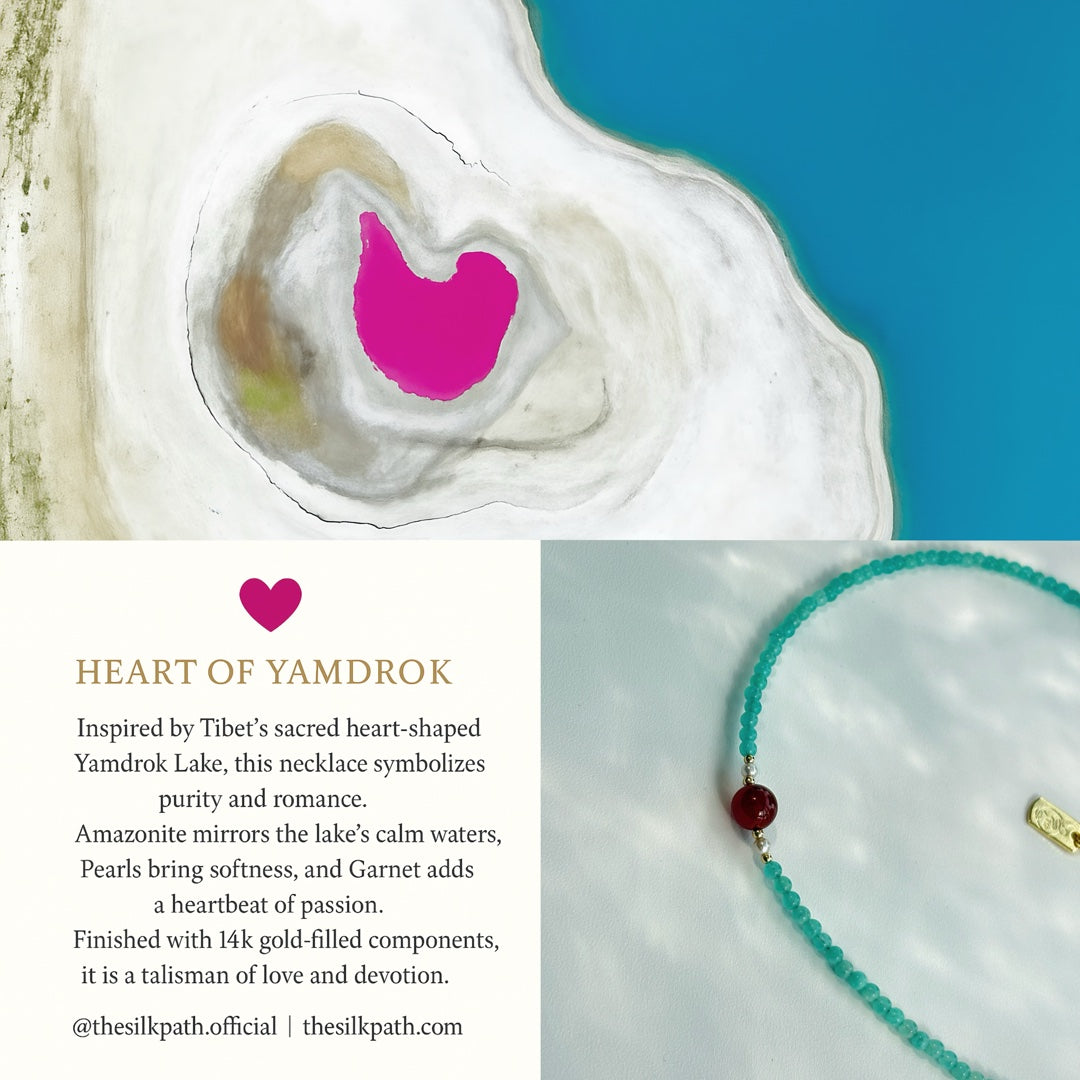 Heart Of Yamdrok Amazonite Garnet  Necklace