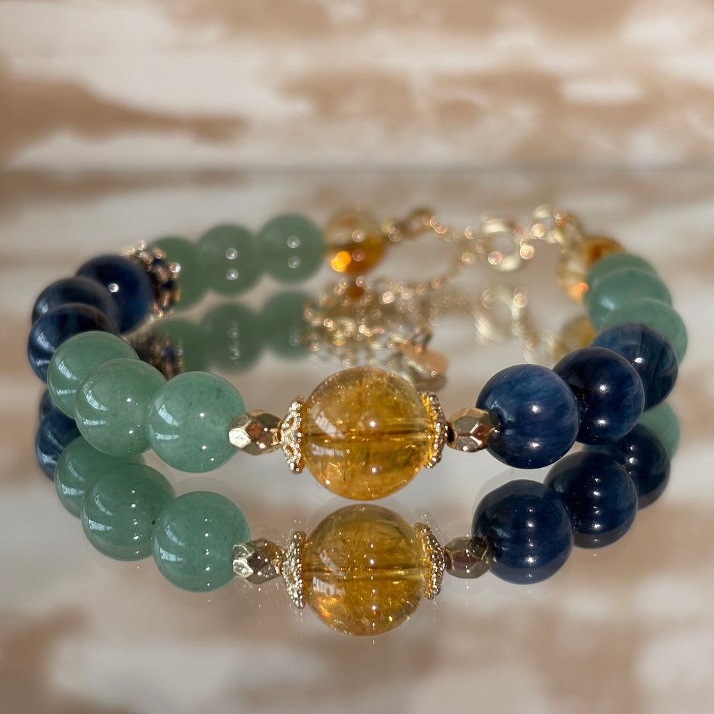 Azure Feathers Green Aventurine Kyanite Clarity Bracelet