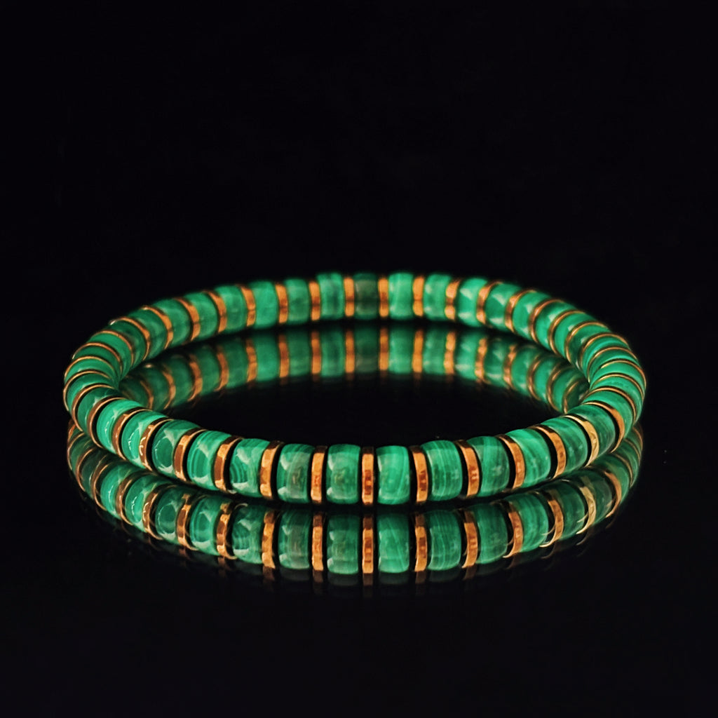 Verdant Pulse Malachite & Gold Hematite Vitality Bracelet