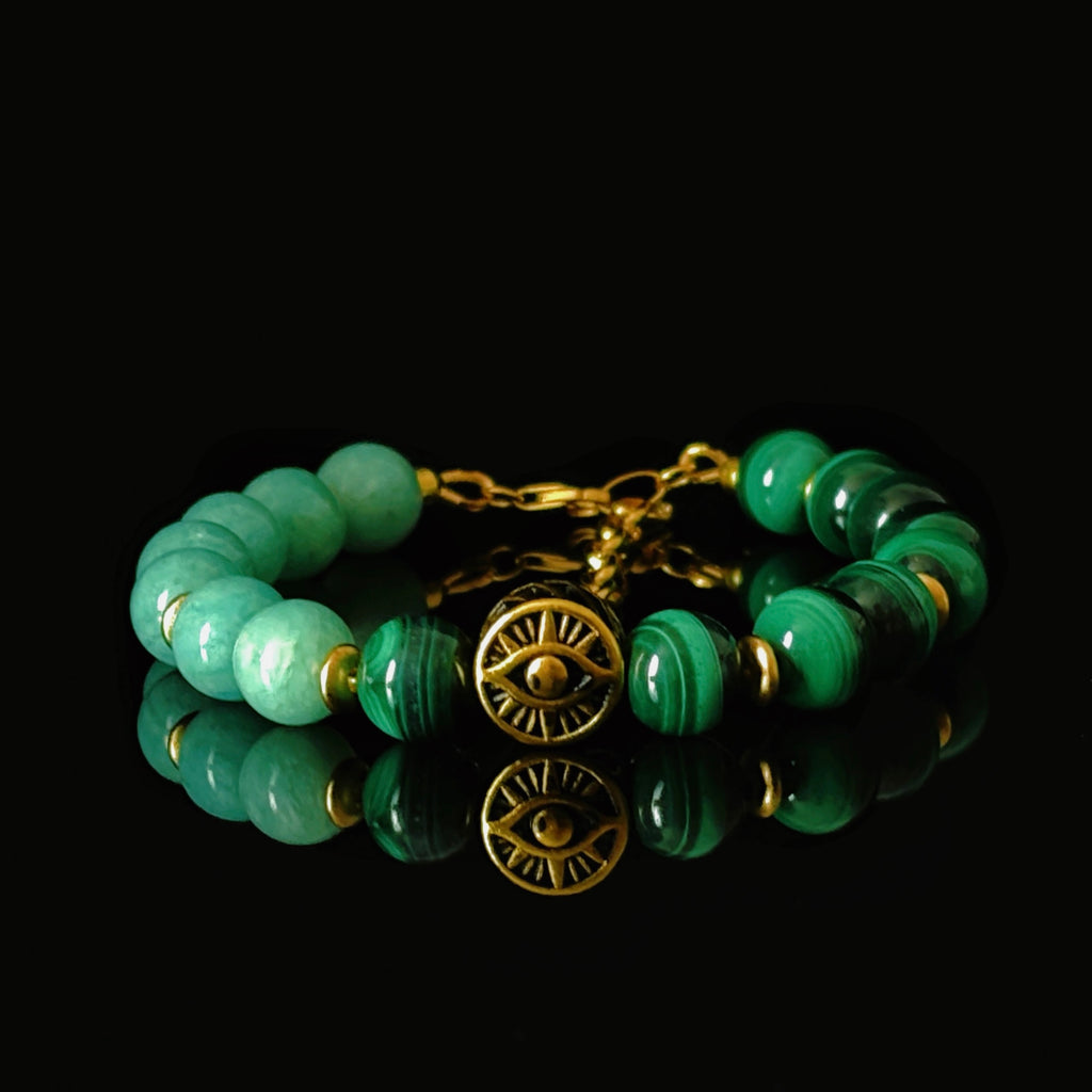 Silk Road Relic Eye of Horus Amazonite Malachite Awakening Bracelet