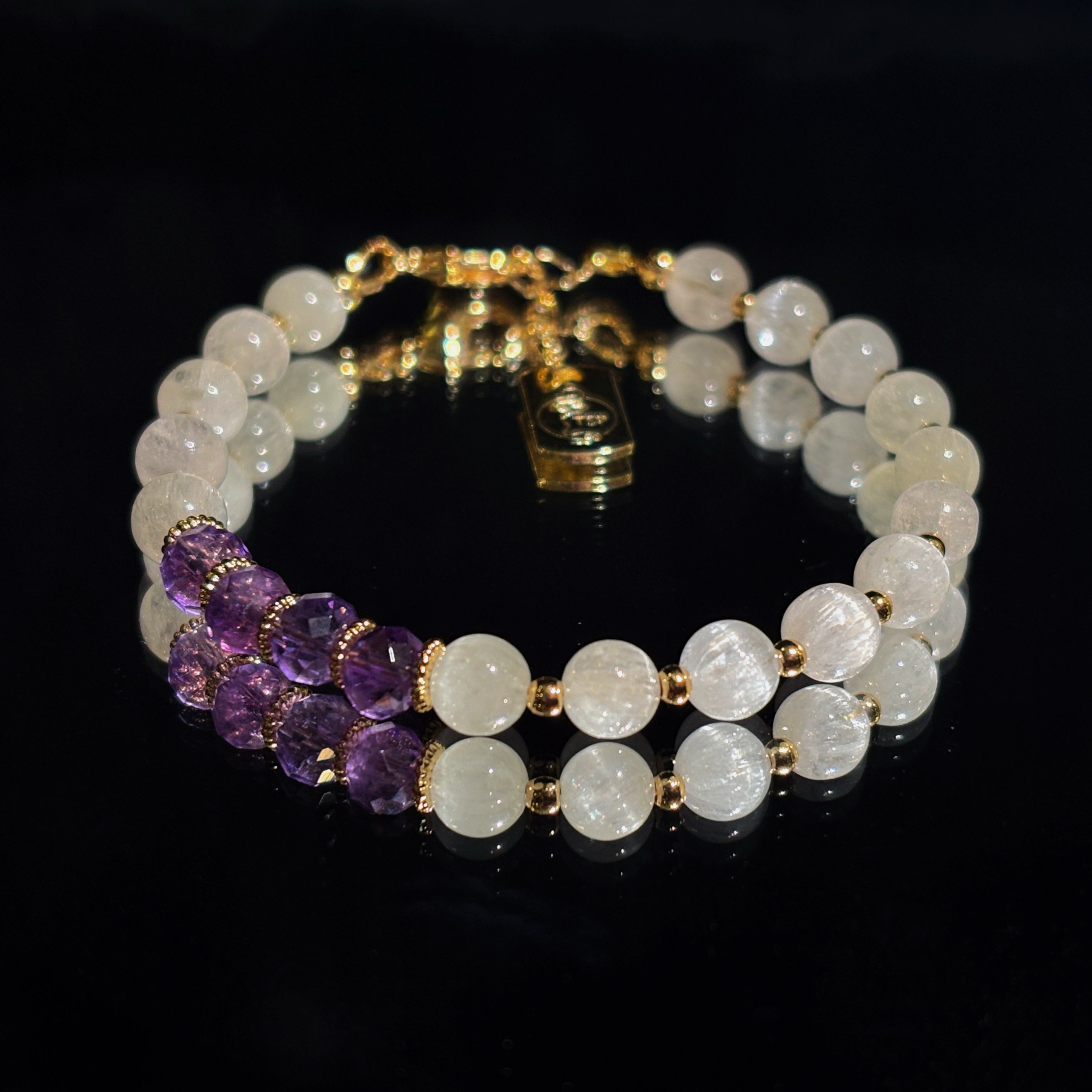 Midnight Flow Green Kunzite Faceted Amethyst Bracelet