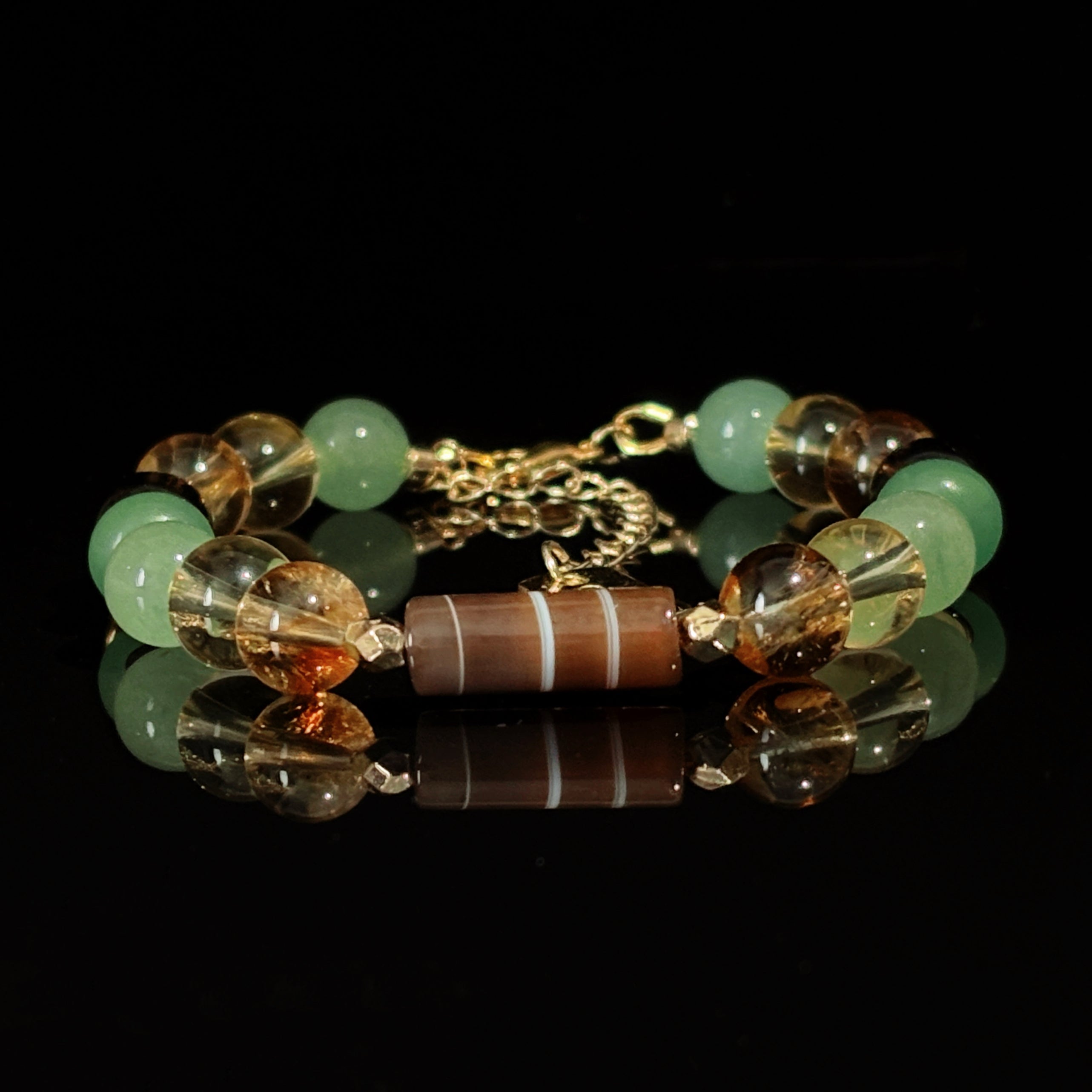 Silk Road Relic Sound of Abundance Citrine Green Aventurine Smoky Quartz Bracelet