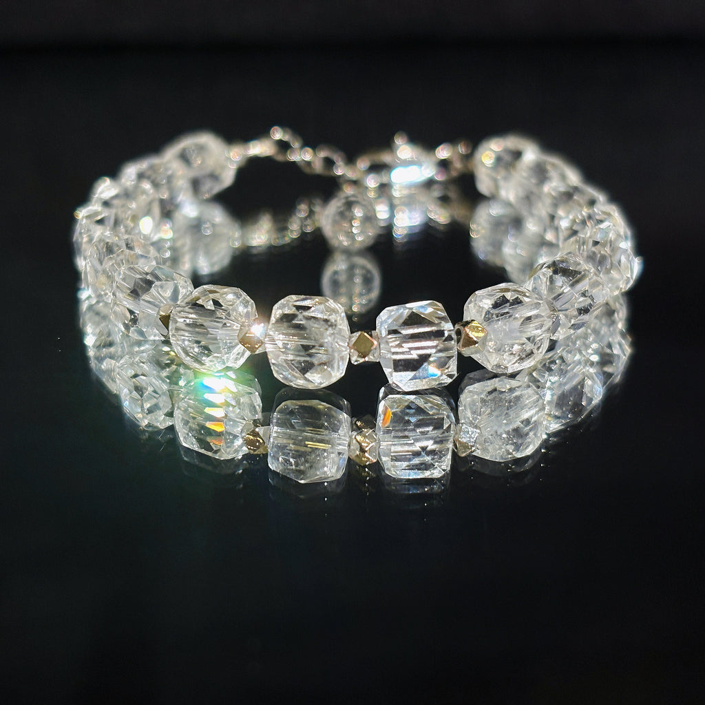 Frozen Light Faceted Clear Quartz Crystal Bracelet