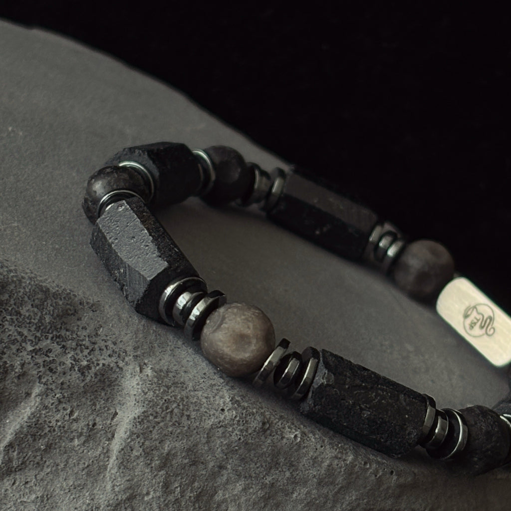 Silent Guardian Black Tourmaline Silver Obsidian Protection bracelet