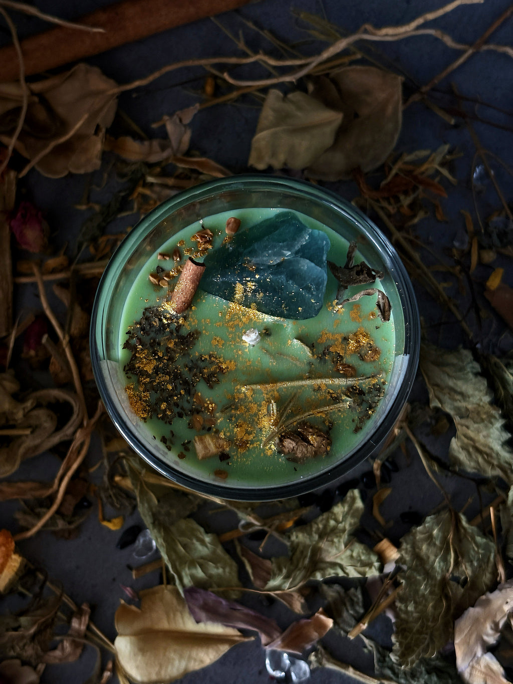 Golden Alchemy Prosperity Crystal Candle