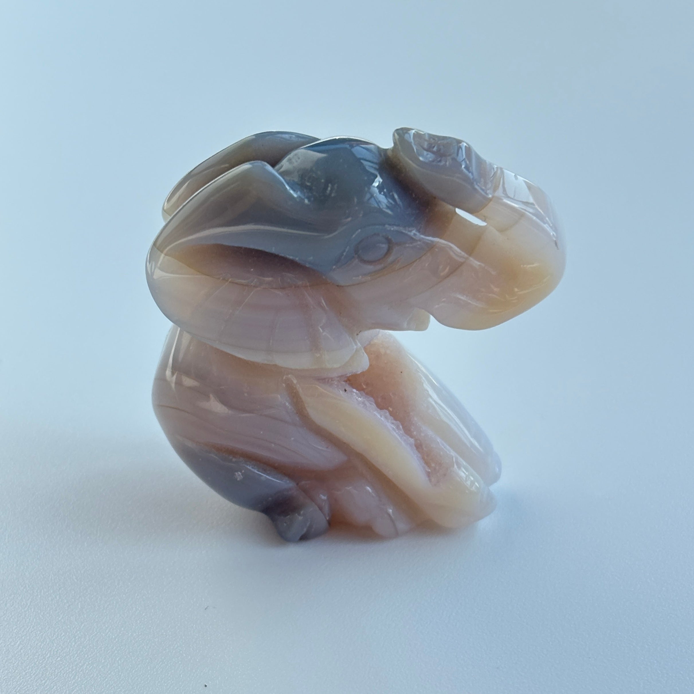 Agate Elephant Guardian Hand-Carved Crystal Figurine