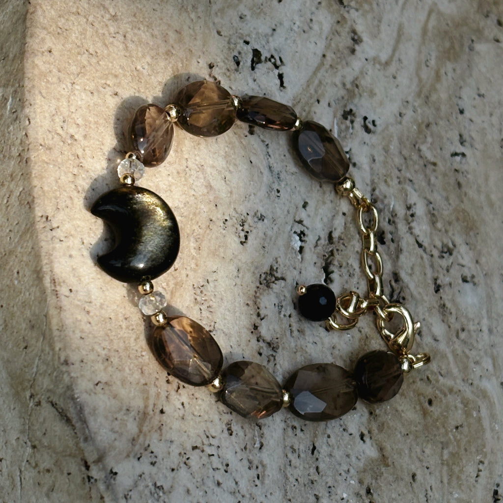 Magic Series Moon Magic Smoky Quartz Gold Obsidian Quiet Strength Bracelet