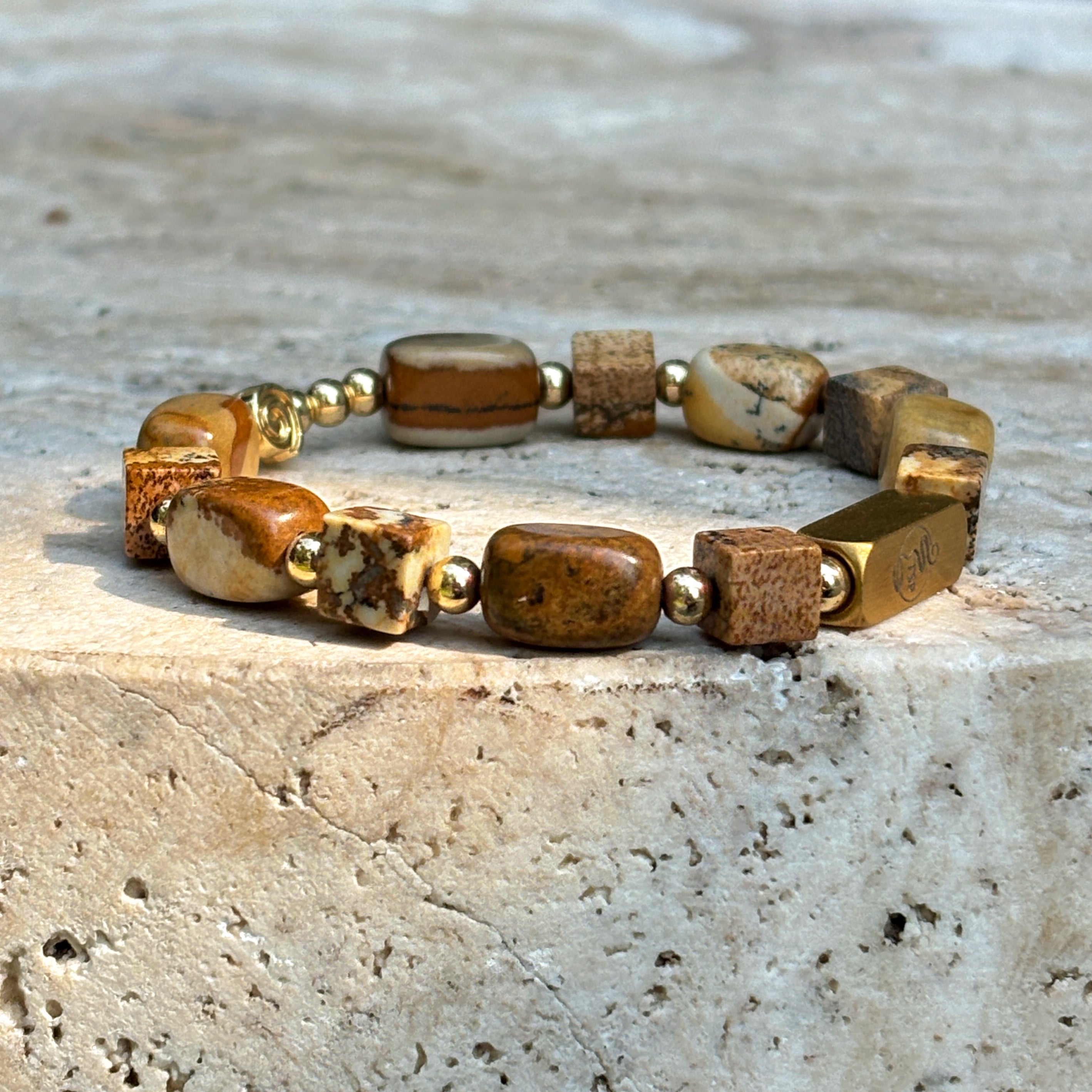 Silk Road Relic Dunes of Time Picture Jasper Grounding Bracelet