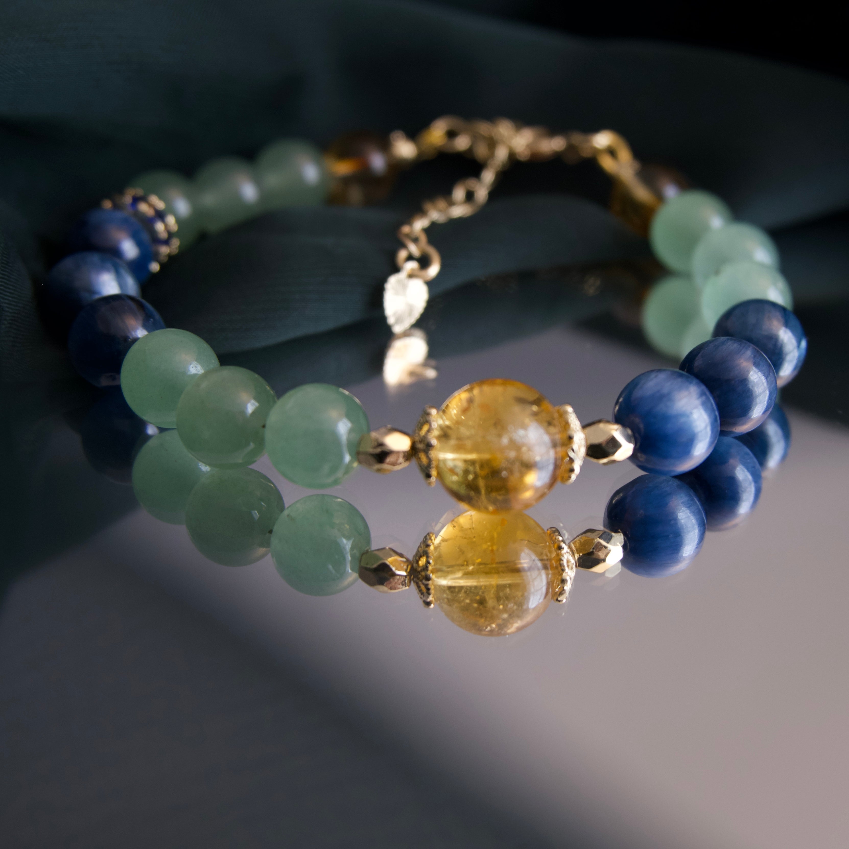 Azure Feathers Green Aventurine Kyanite Clarity Bracelet