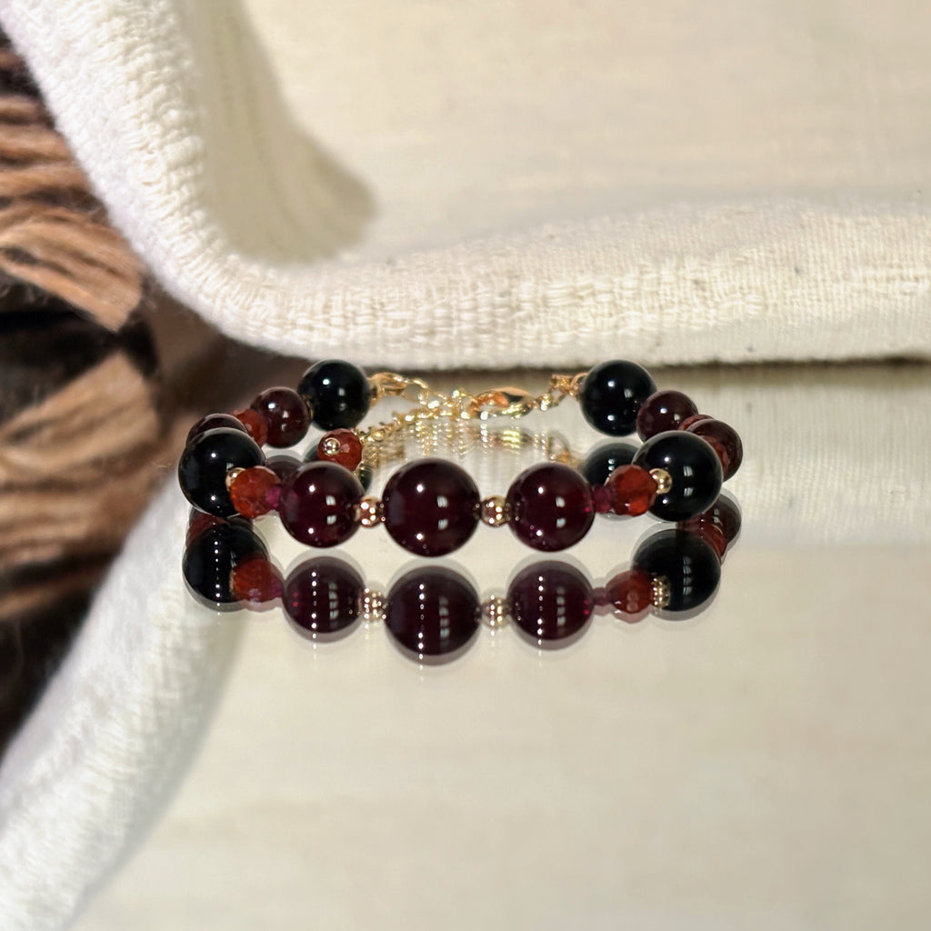Roman Glory Garnet Golden Obsidian courage strength bracelet
