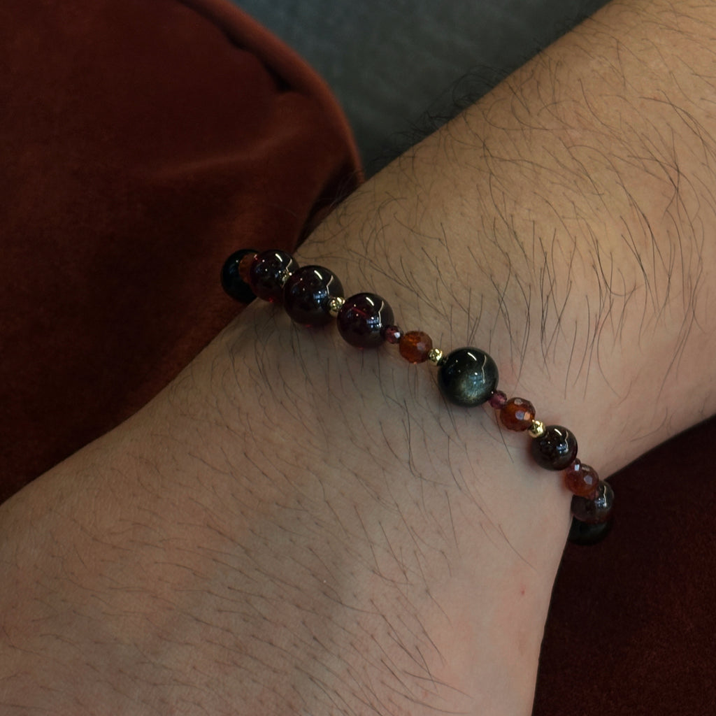 Silk Road Relic Roman Glory Garnet Golden Obsidian Courage Strength Bracelet