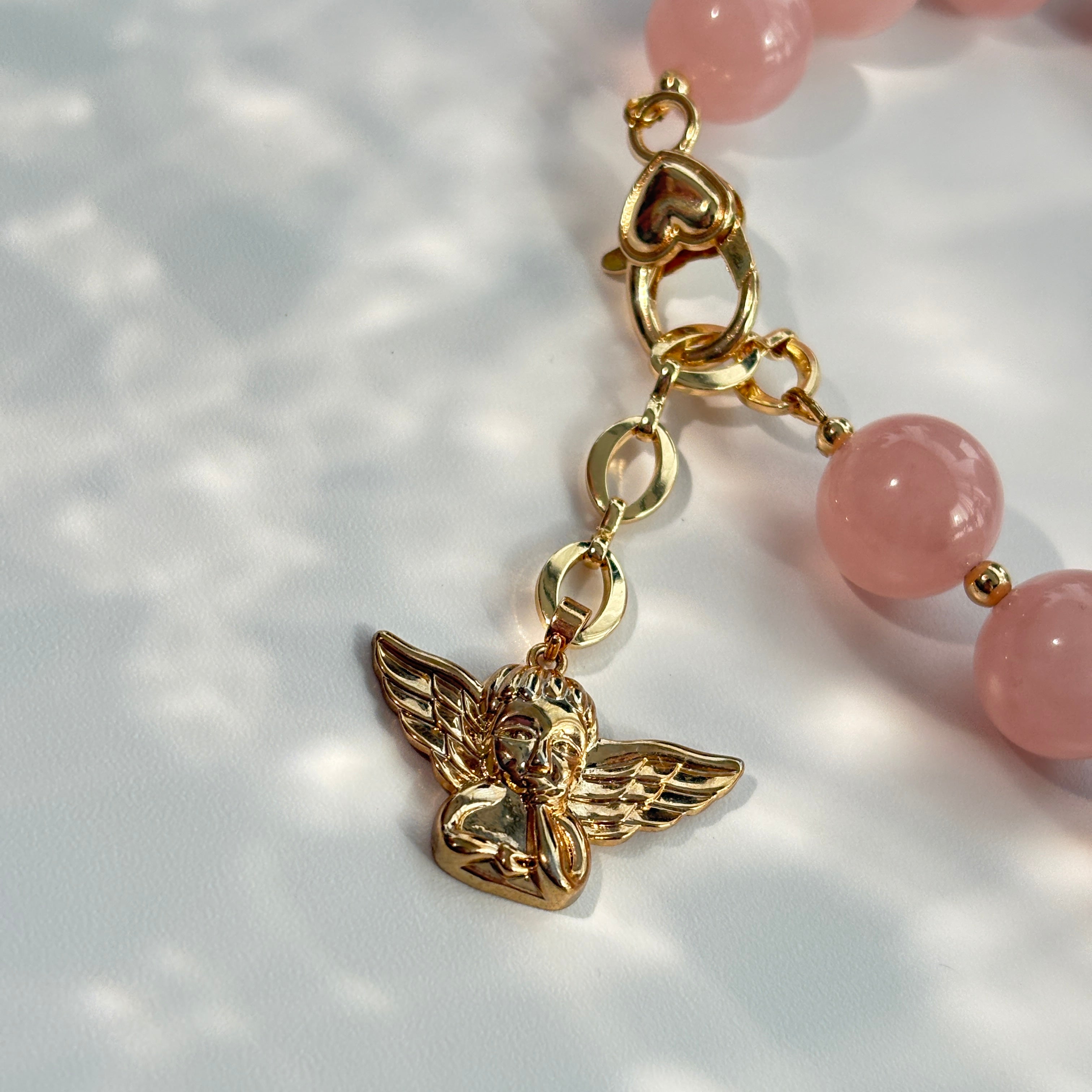 Angel’s Embrace Rose Quartz Aquamarine Necklace