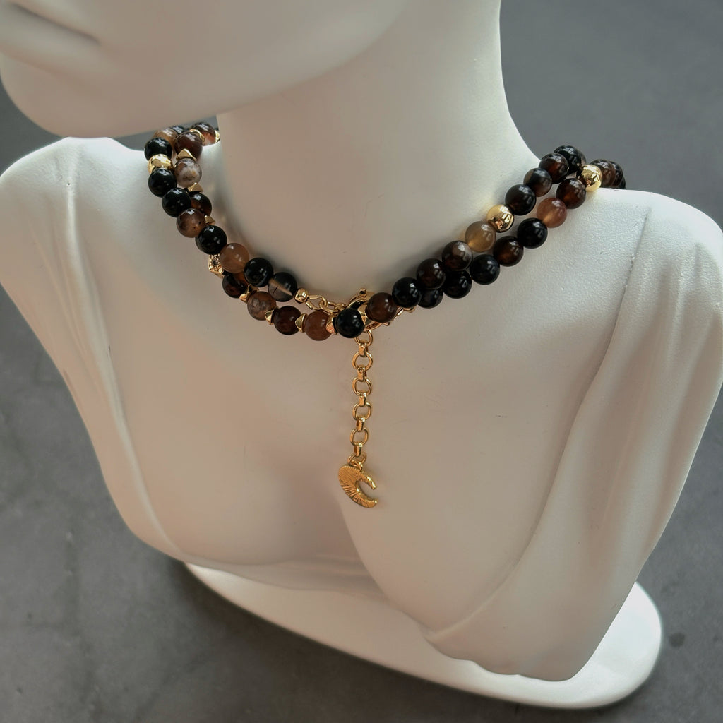 Relic Bloom Black Sakura Agate Zircon Transformation Necklace