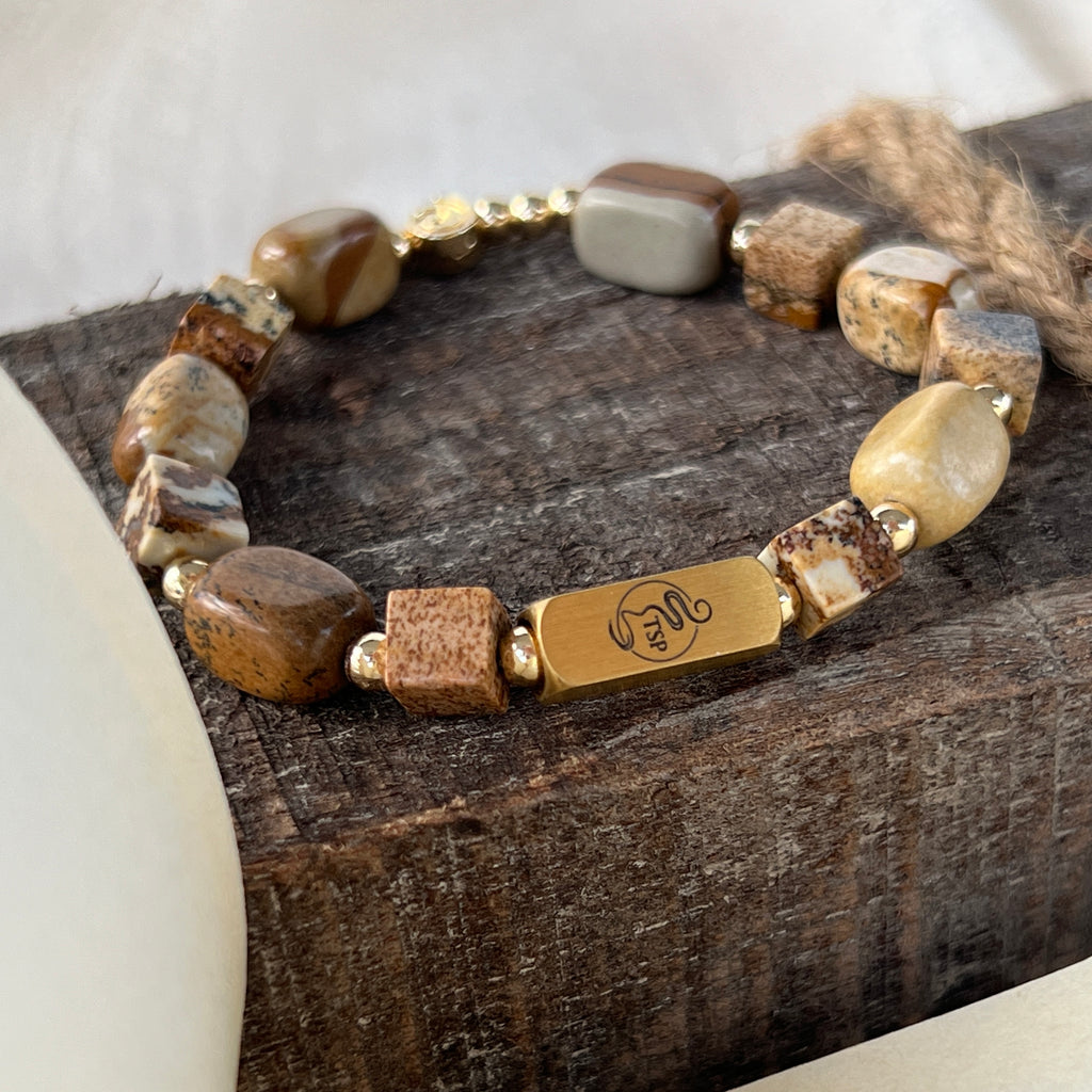 Dunes of Time Picture Jasper Grounding bracelet