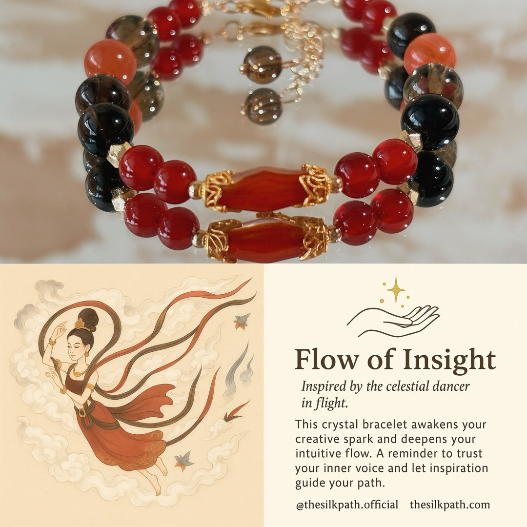 Flow of Insight Red Agate Smoky Quartz Clarity Bracelet