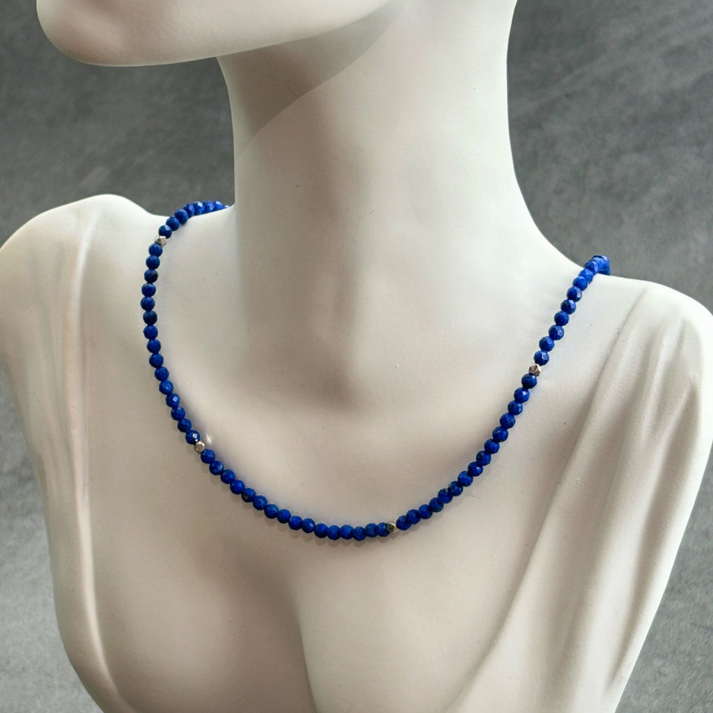 Stellar Thread Faceted Lapis Lazuli Slider Chain Necklace