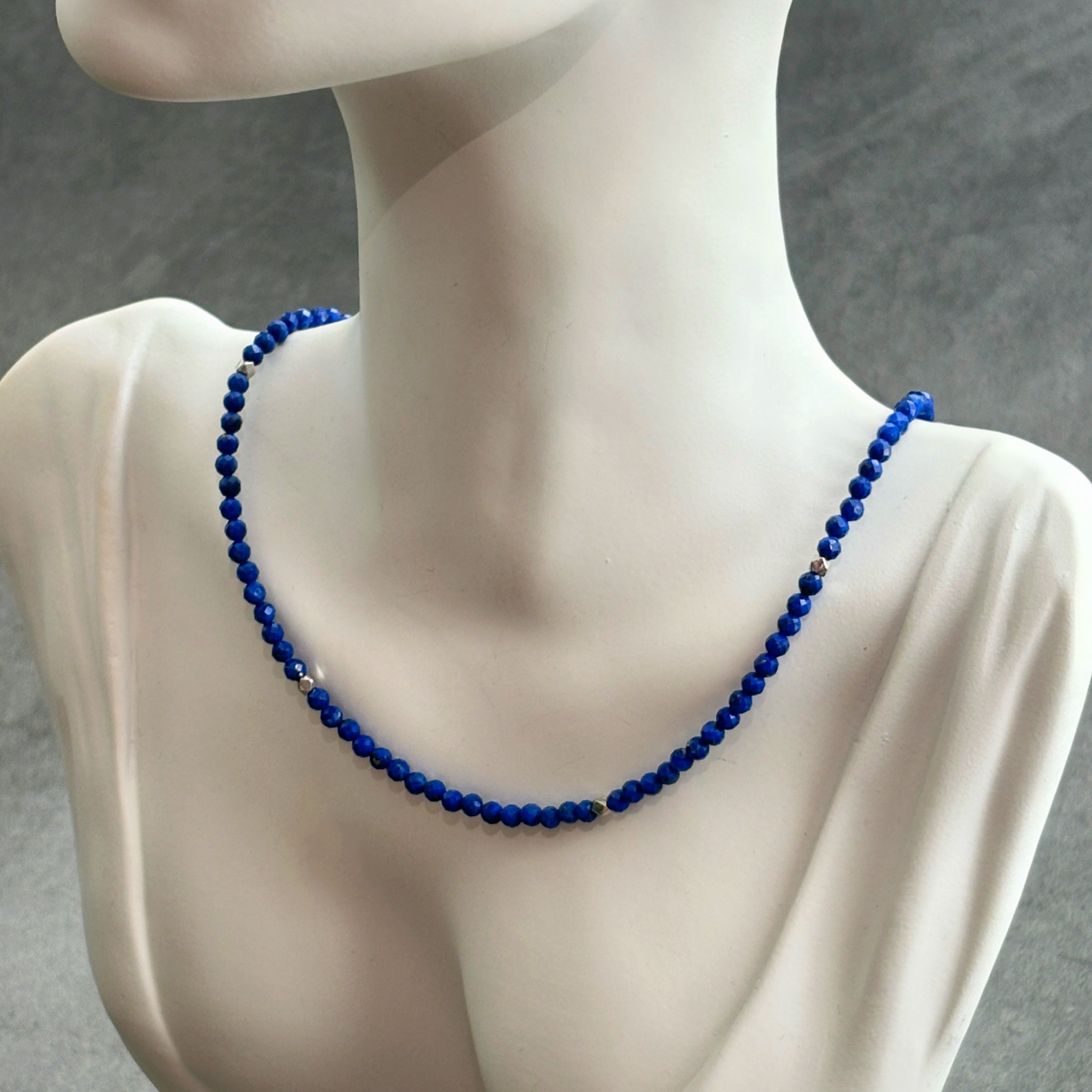 Stellar Thread Faceted Lapis Lazuli Slider Chain Necklace