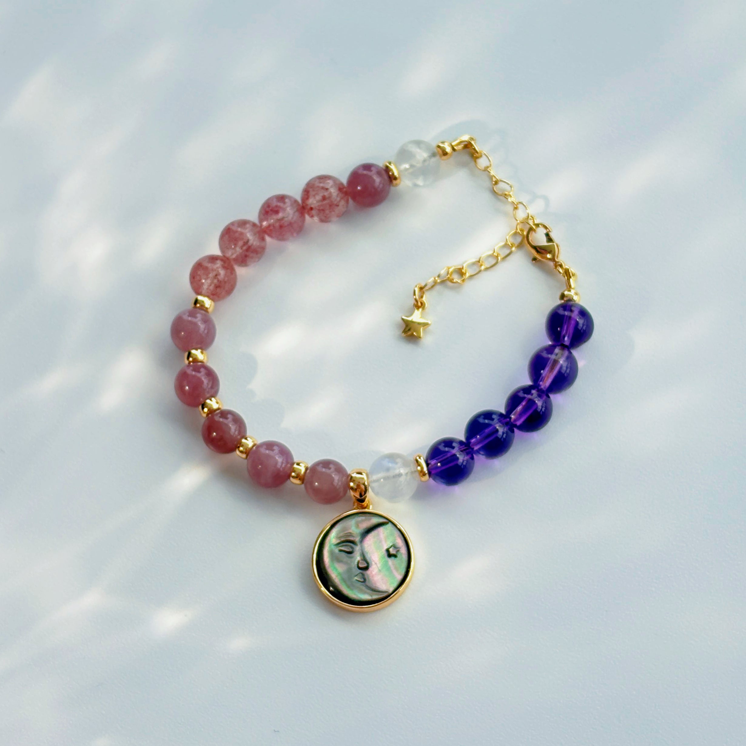Attraction Rose Quartz Moonstone Amethyst Confidence Bracelet