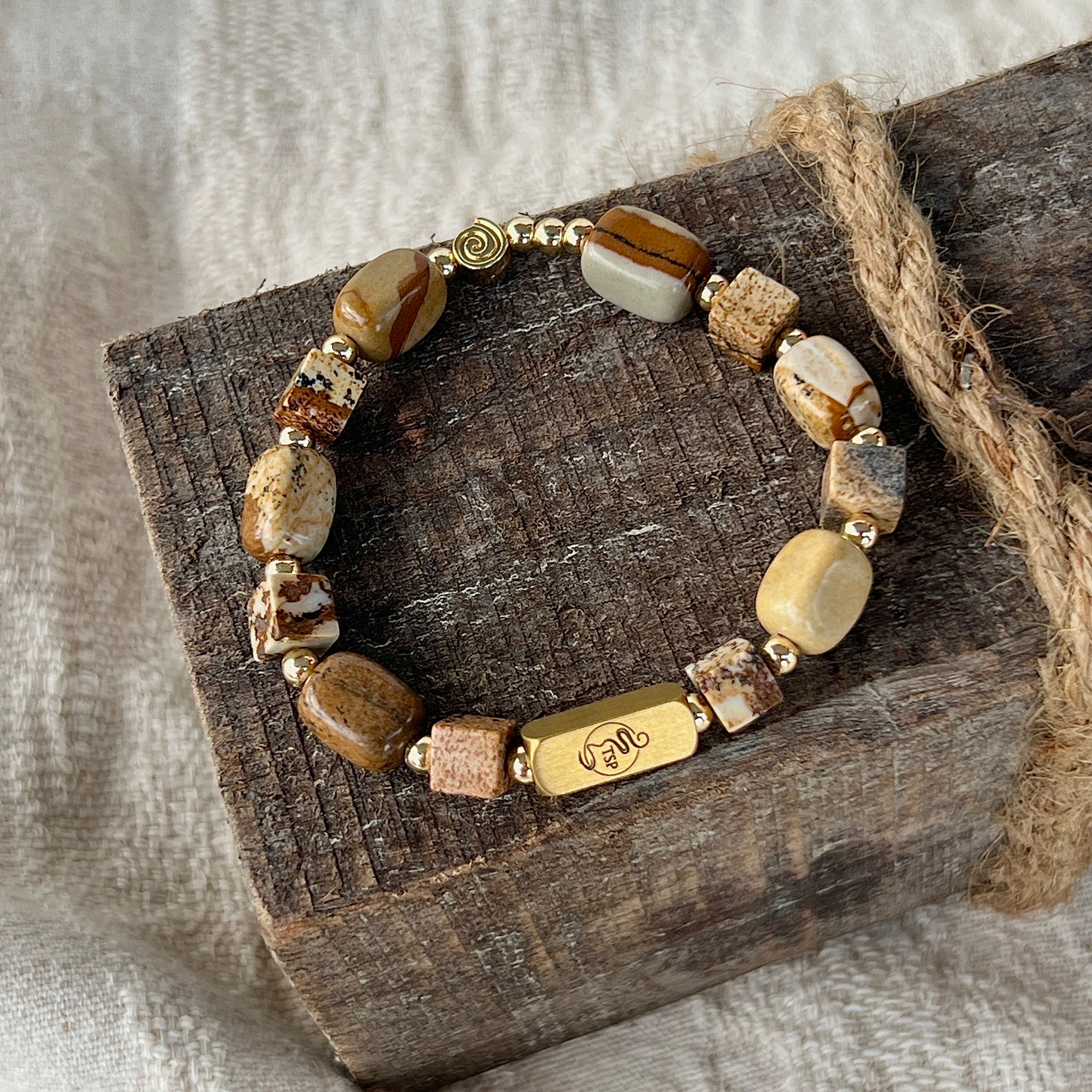 Dunes of Time Picture Jasper Grounding bracelet