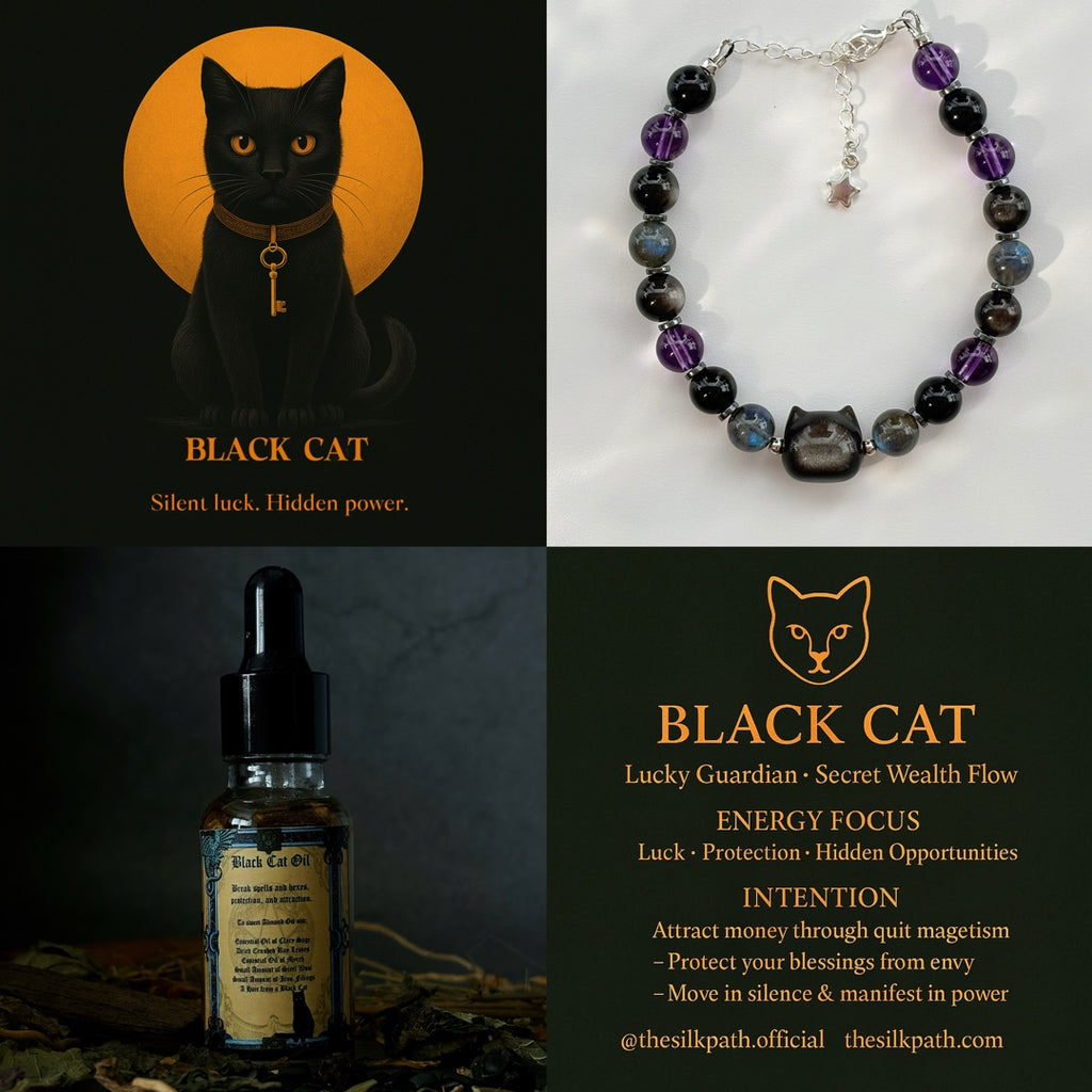 Black Cat Obsidian Amethyst Labradorite Crystal Bracelet