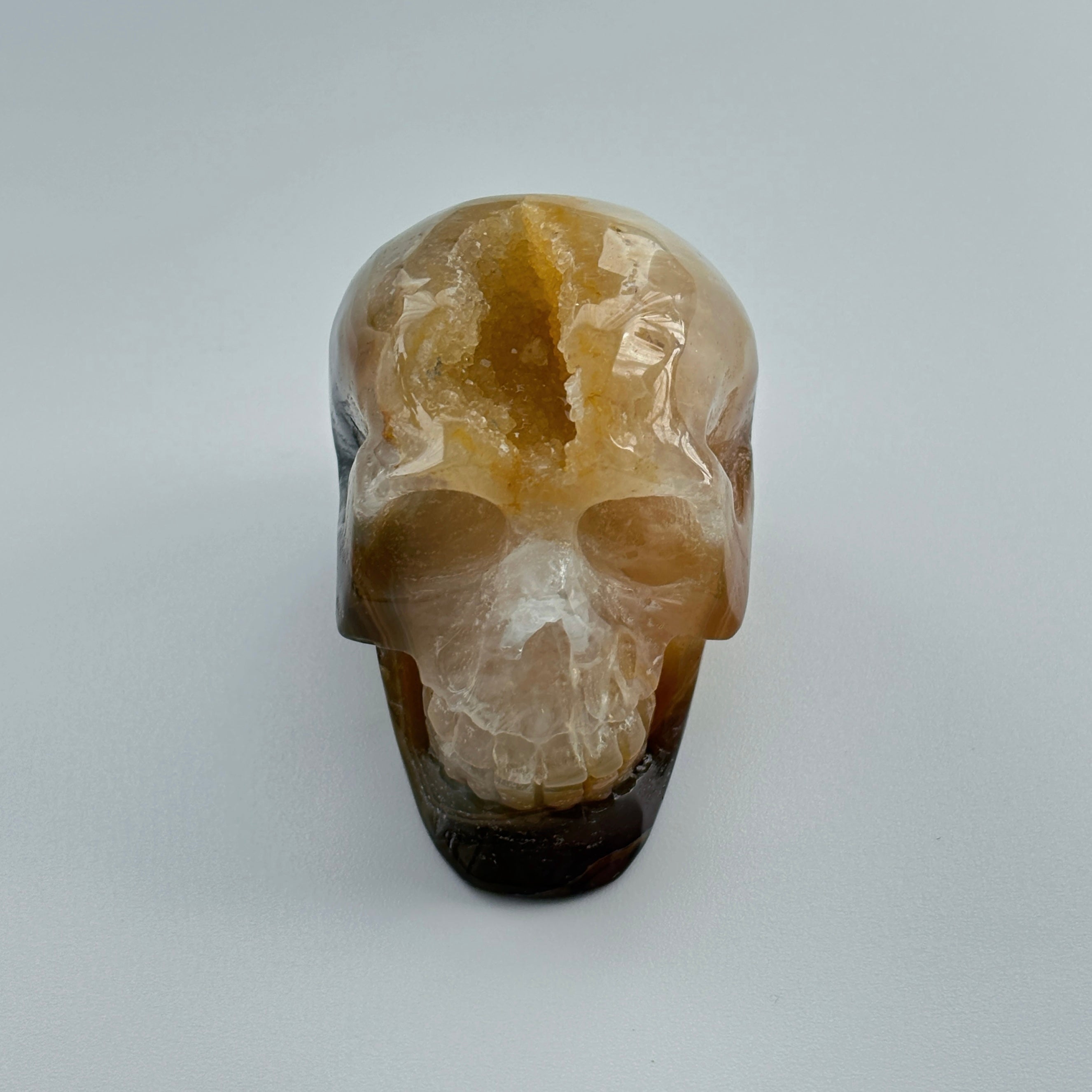 Solar Mind Skull Golden Agate Crystal Skull Solar Plexus Confidence Focus Energy
