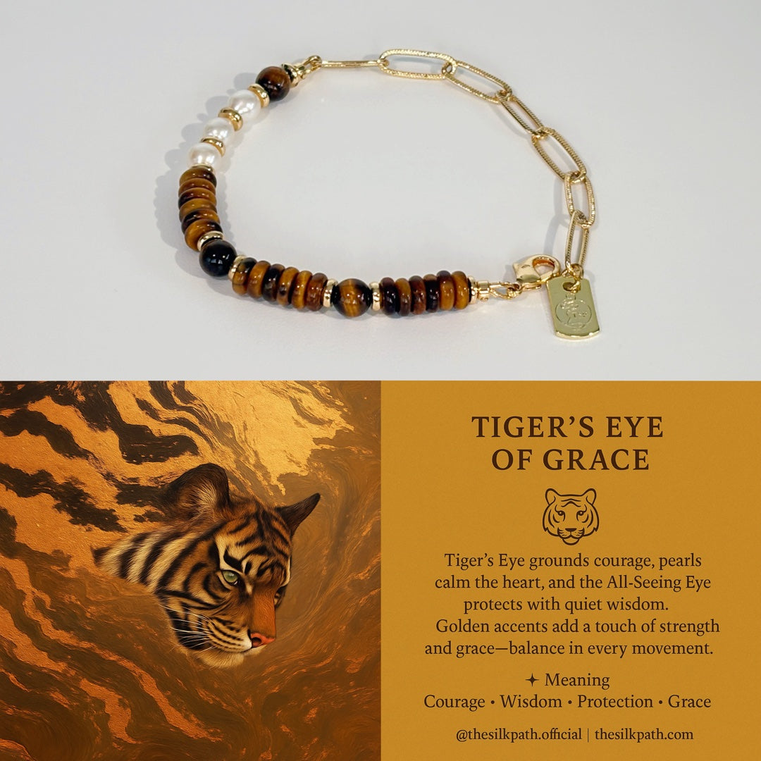 Tiger’s Chain of Valor Tiger’s Eye Pearl Courage Bracelet