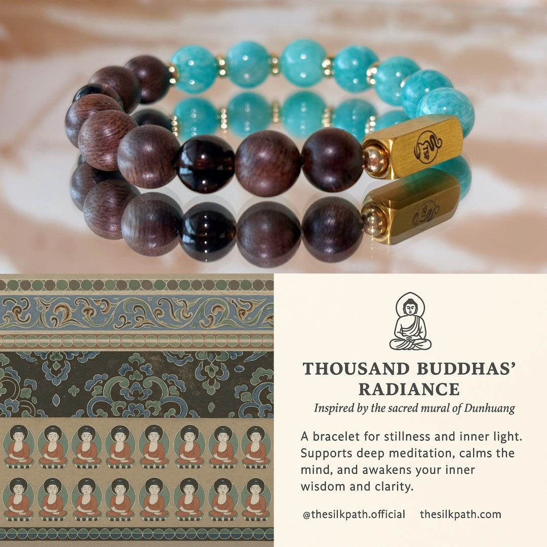 Thousand Buddhas’ Radiance Agarwood Larimar Wisdom Bracelet