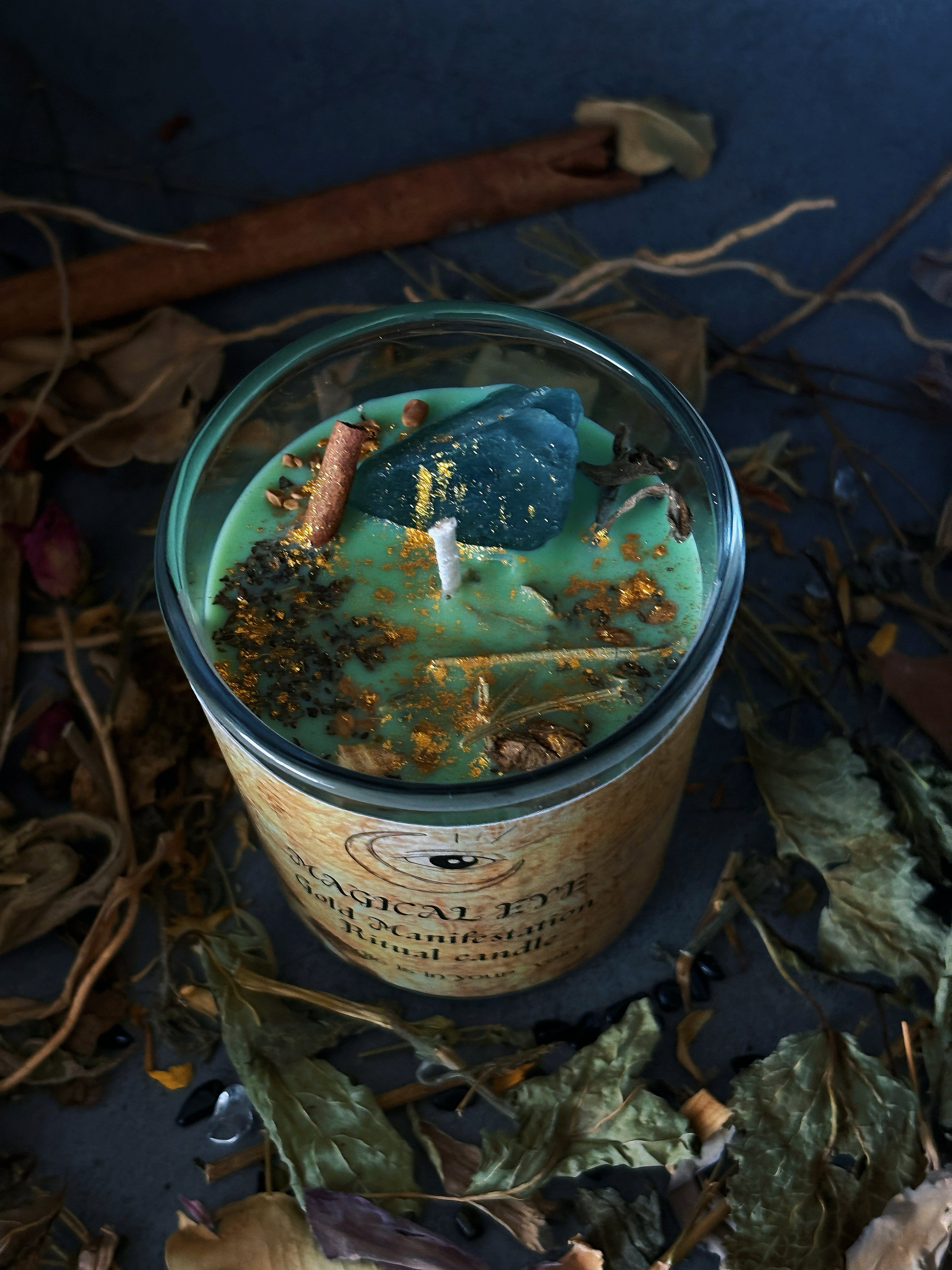 Golden Alchemy Prosperity Crystal Candle