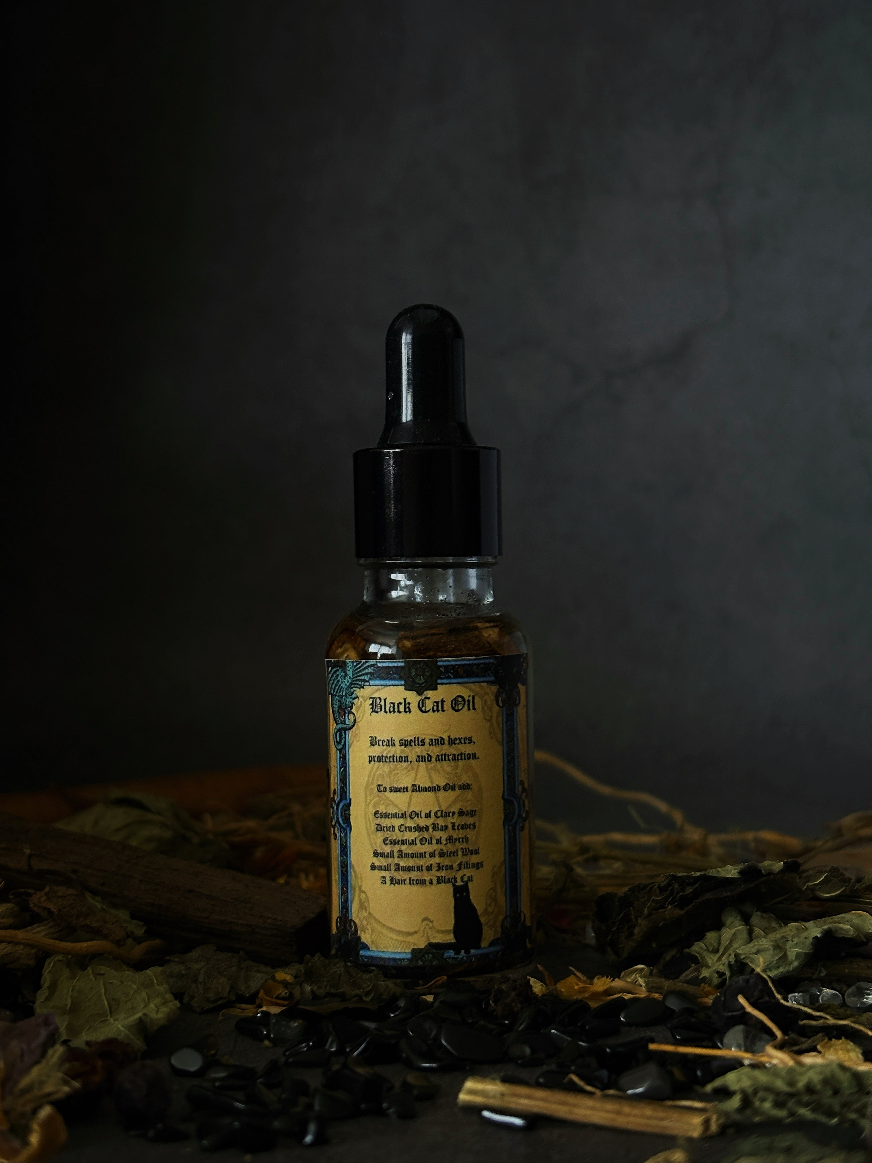 Celestial Black Cat Luck Influence Ritual Oil