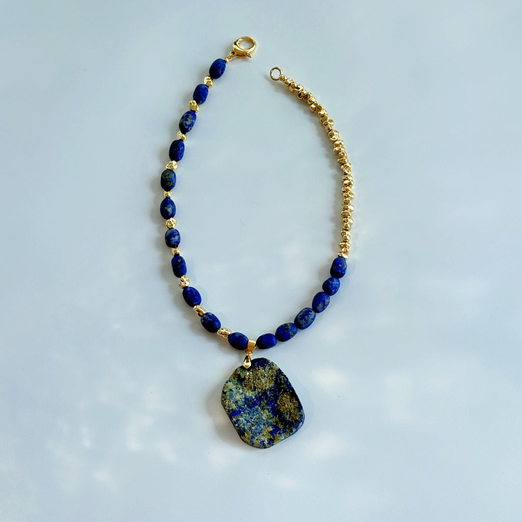 Celestial Lapis Raw Lapis Lazuli Asymmetrical Necklace