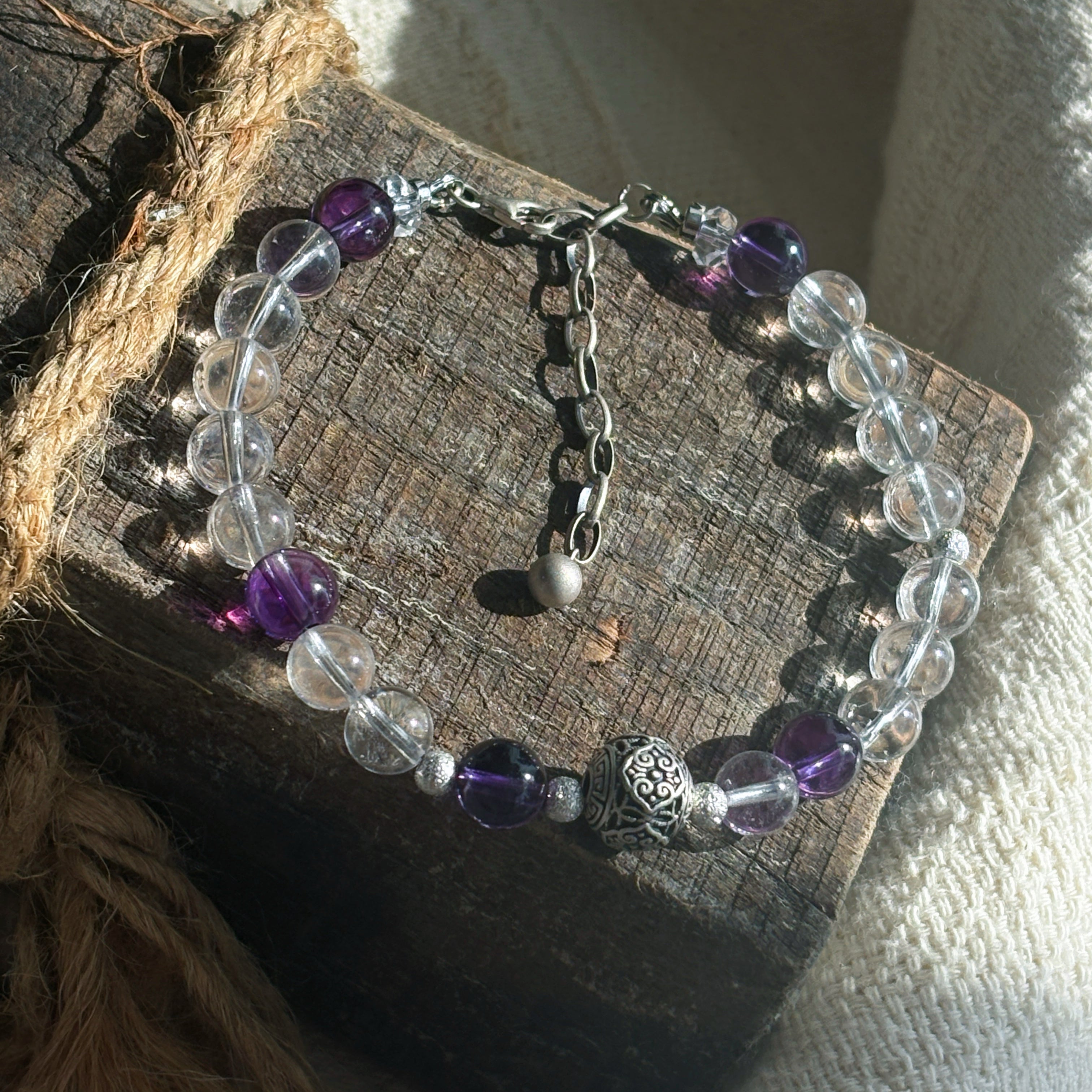Prayer Of Meili Amethyst Clear Quartz Blessing Bracelet