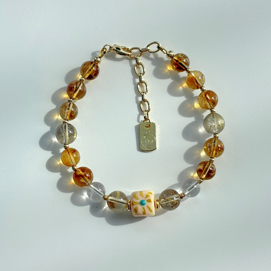 Gold Manifestation Citrine Golden Rutilated Quartz Prosperity Bracelet
