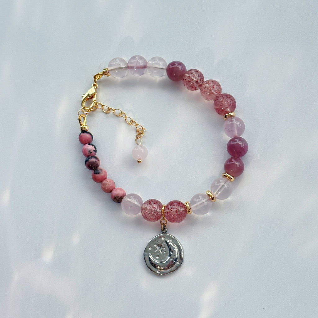 Love Binding Rhodonite Strawberry Quartz Rose Quartz Bracelet