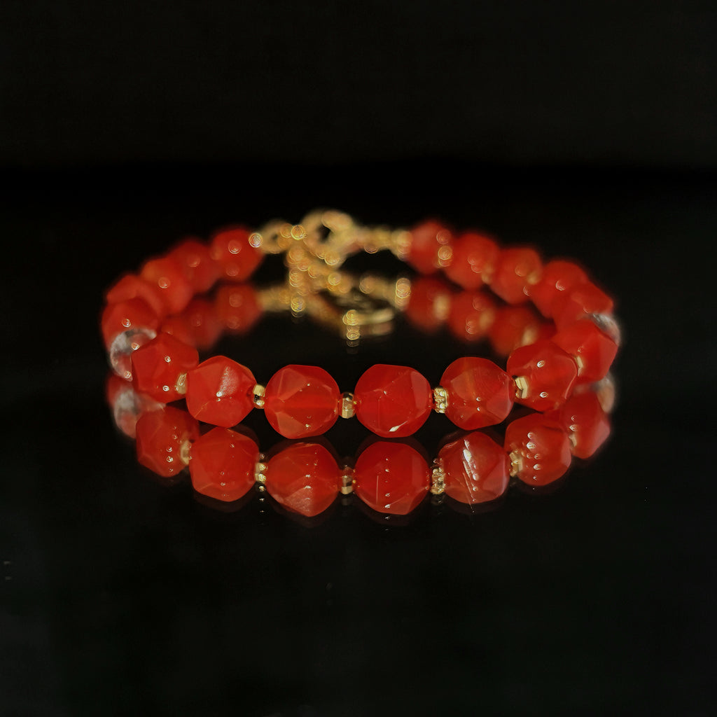 Crimson Radiance Faceted Red Agate Vitality Bracelet