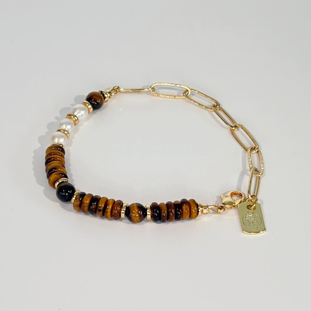 Tiger’s Chain of Valor Tiger’s Eye Pearl Courage Bracelet