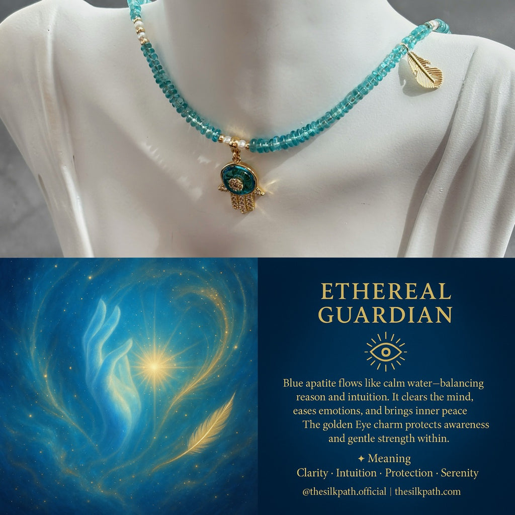 Ethereal Guardian Blue Apatite Evil Eye Necklace